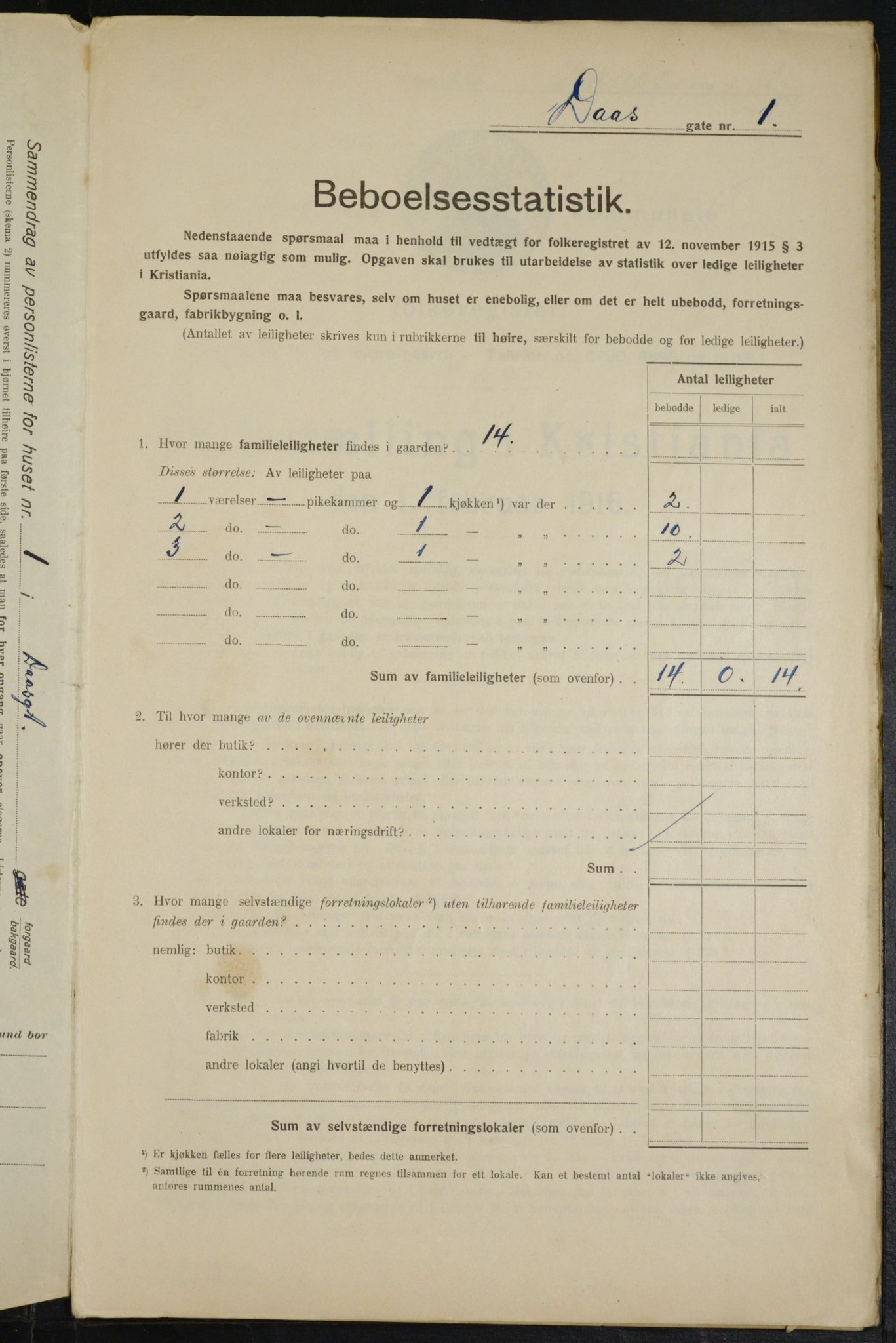 OBA, Municipal Census 1916 for Kristiania, 1916, p. 18016