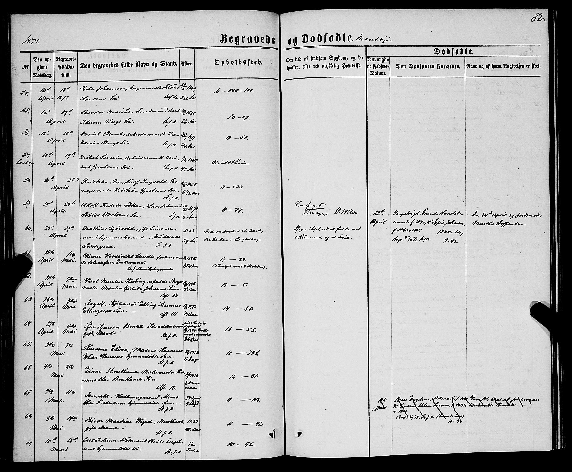 Domkirken sokneprestembete, AV/SAB-A-74801/H/Haa/L0042: Parish register (official) no. E 3, 1863-1876, p. 82