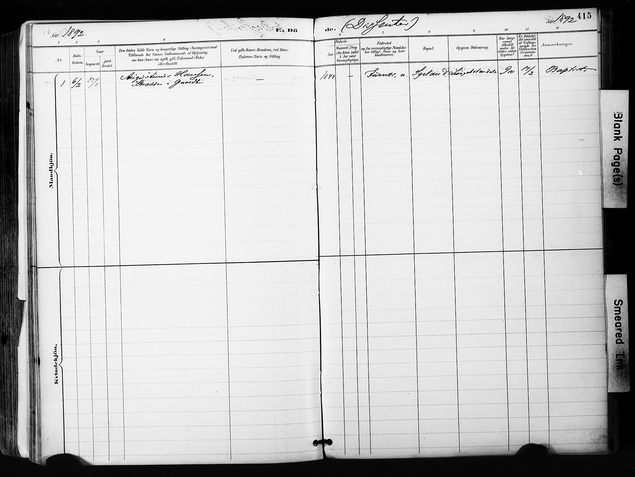 Ibestad sokneprestembete, SATØ/S-0077/H/Ha/Haa/L0012kirke: Parish register (official) no. 12, 1890-1900, p. 415