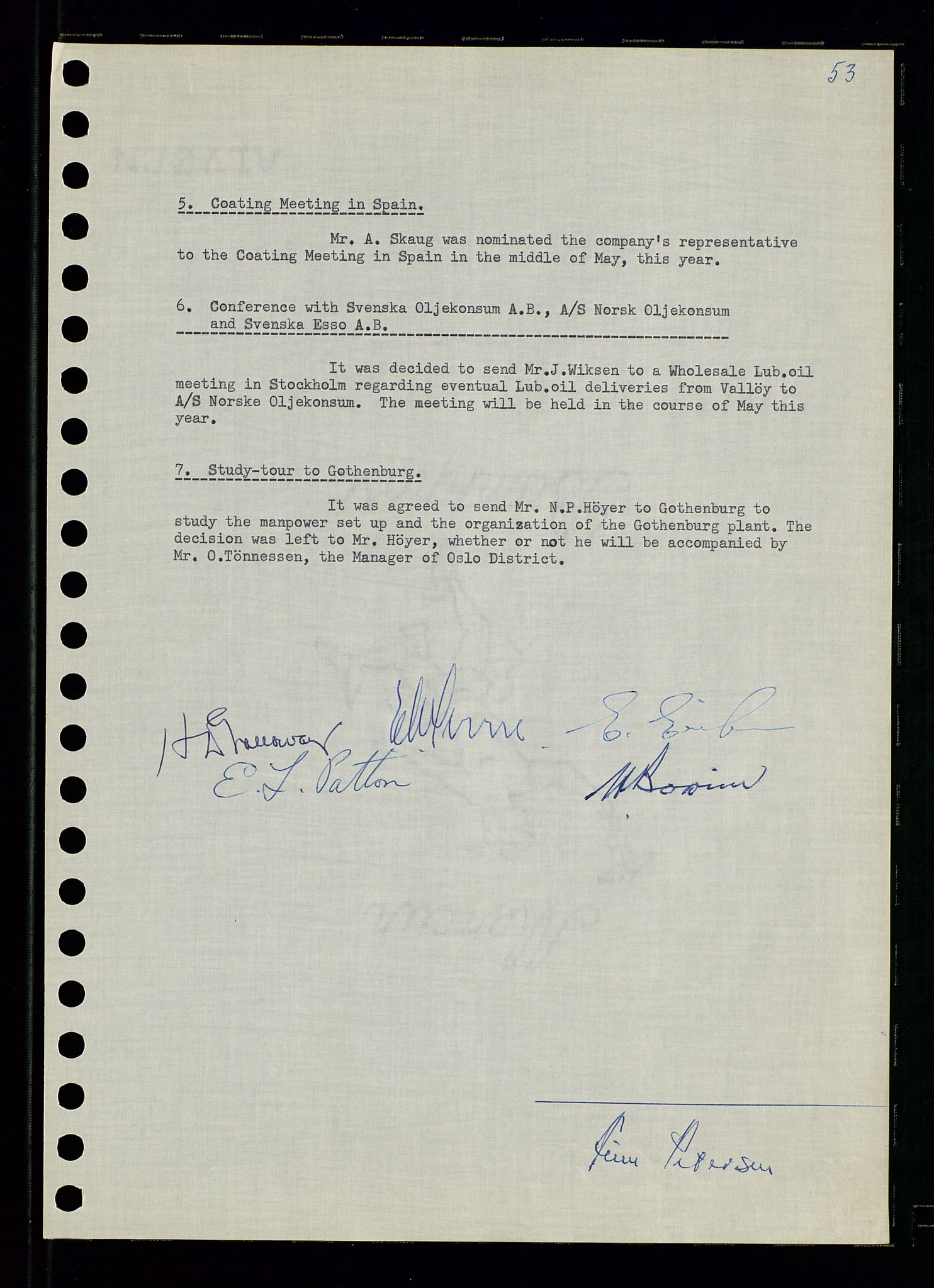 Pa 0982 - Esso Norge A/S, AV/SAST-A-100448/A/Aa/L0001/0003: Den administrerende direksjon Board minutes (styrereferater) / Den administrerende direksjon Board minutes (styrereferater), 1962, p. 53