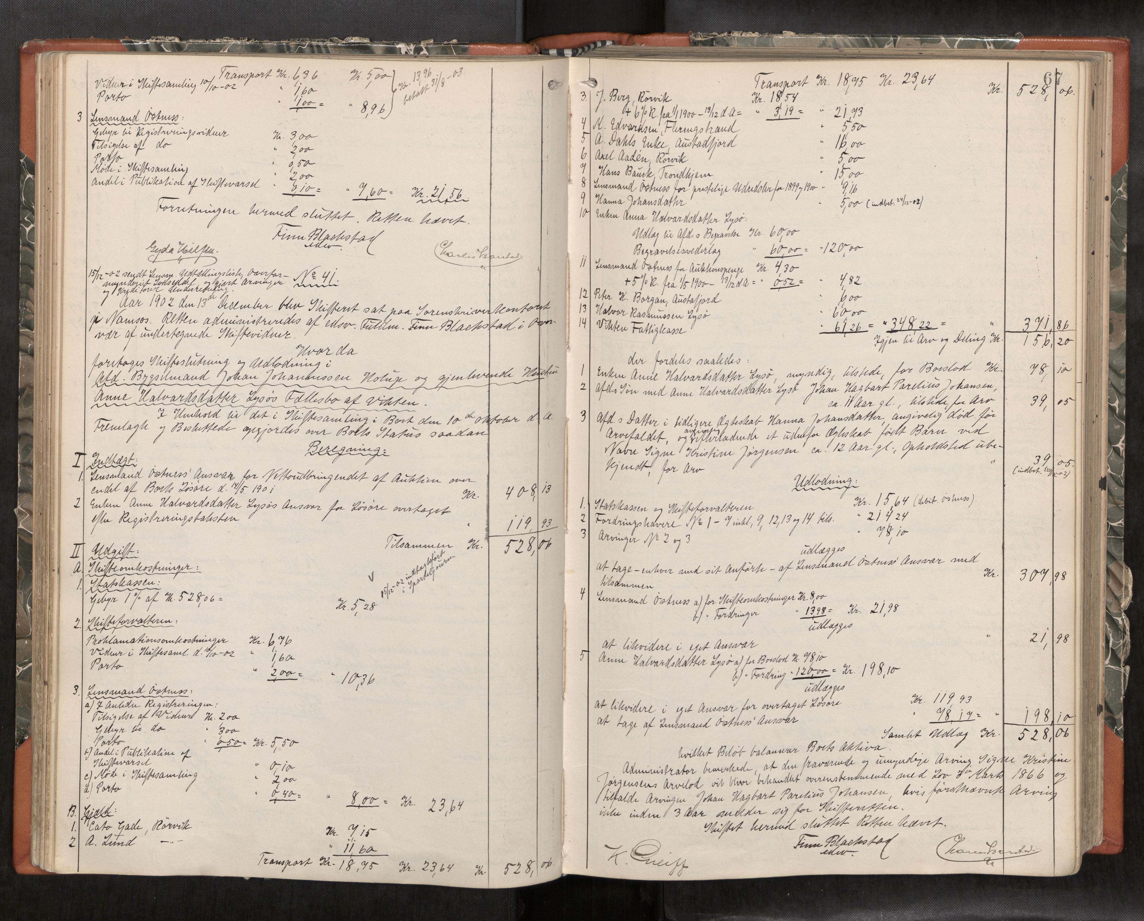 Namdal sorenskriveri, AV/SAT-A-4133/1/3/3A/L0047: Skifteprotokoll nr. 9, 1900-1909, p. 67