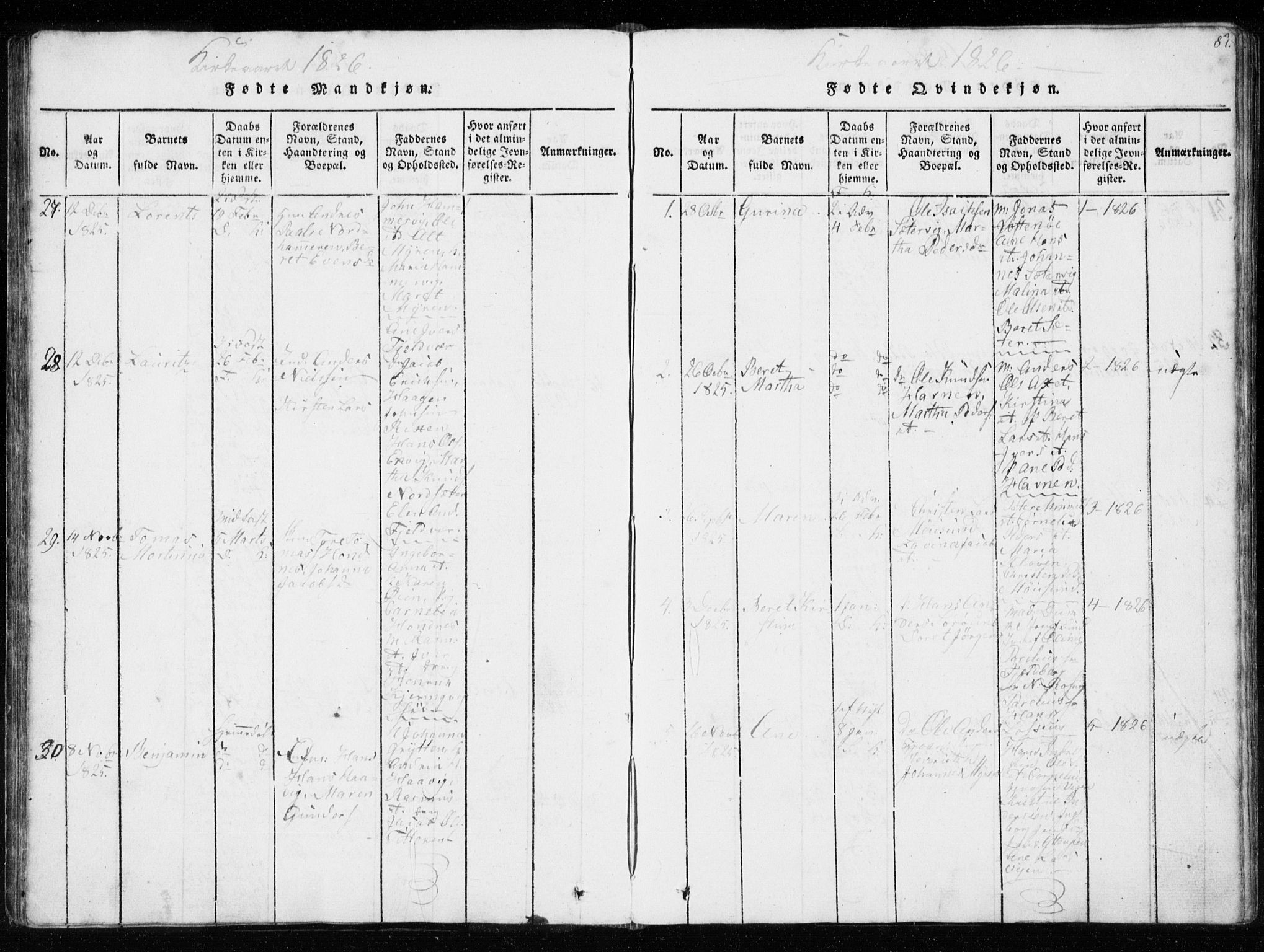 Ministerialprotokoller, klokkerbøker og fødselsregistre - Sør-Trøndelag, AV/SAT-A-1456/634/L0527: Parish register (official) no. 634A03, 1818-1826, p. 87