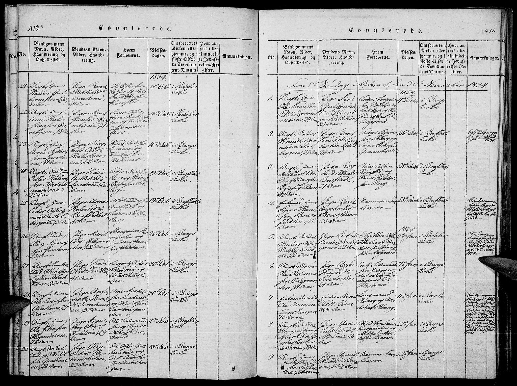 Sør-Aurdal prestekontor, SAH/PREST-128/H/Ha/Haa/L0003: Parish register (official) no. 3, 1825-1840, p. 410-411