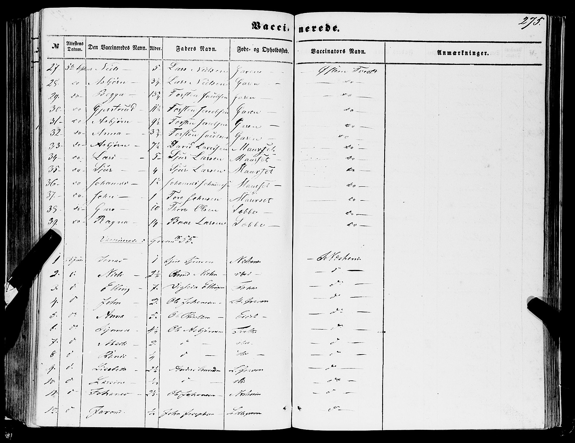 Ulvik sokneprestembete, AV/SAB-A-78801/H/Haa: Parish register (official) no. A 13, 1853-1863, p. 275