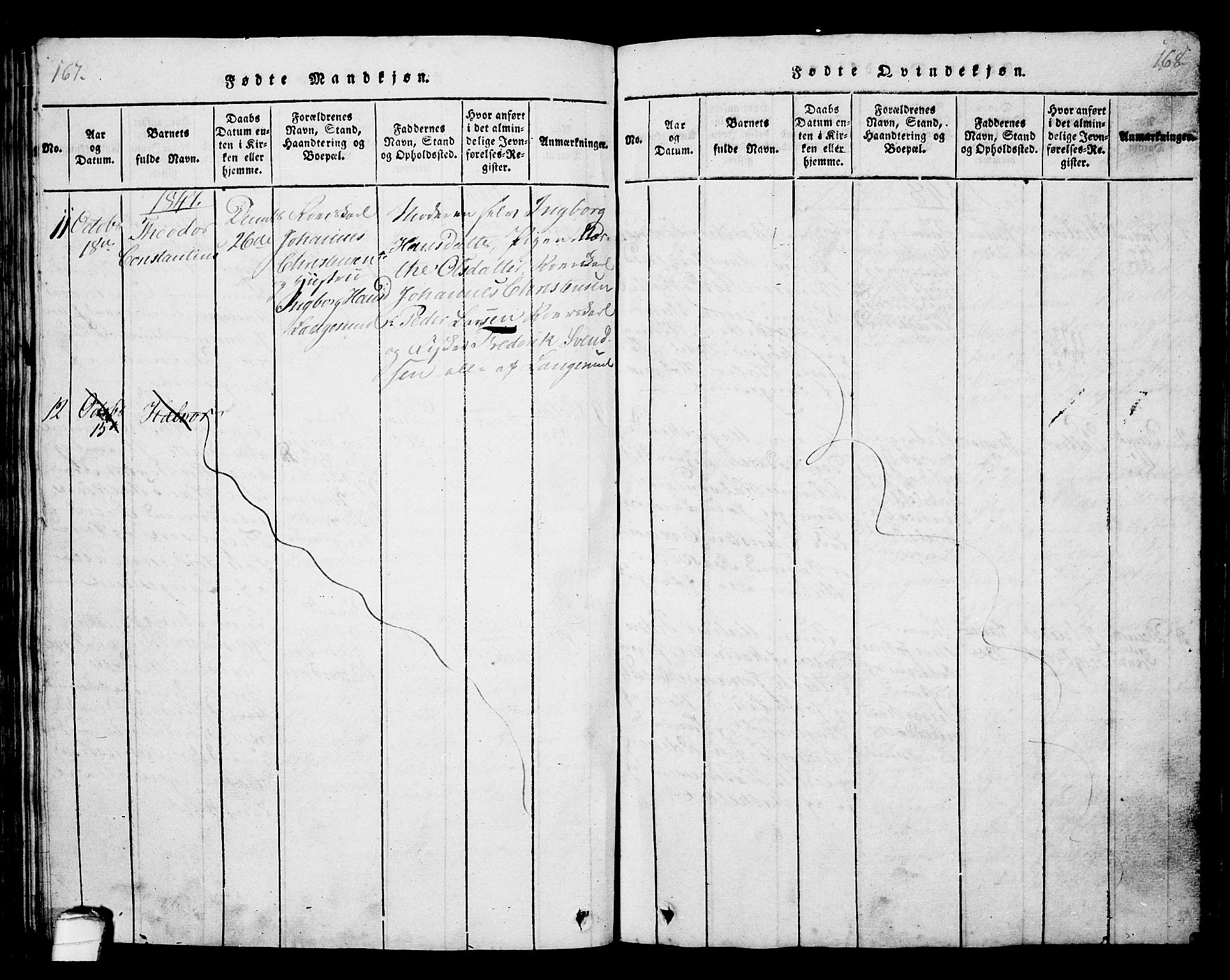Langesund kirkebøker, SAKO/A-280/G/Ga/L0003: Parish register (copy) no. 3, 1815-1858, p. 167-168