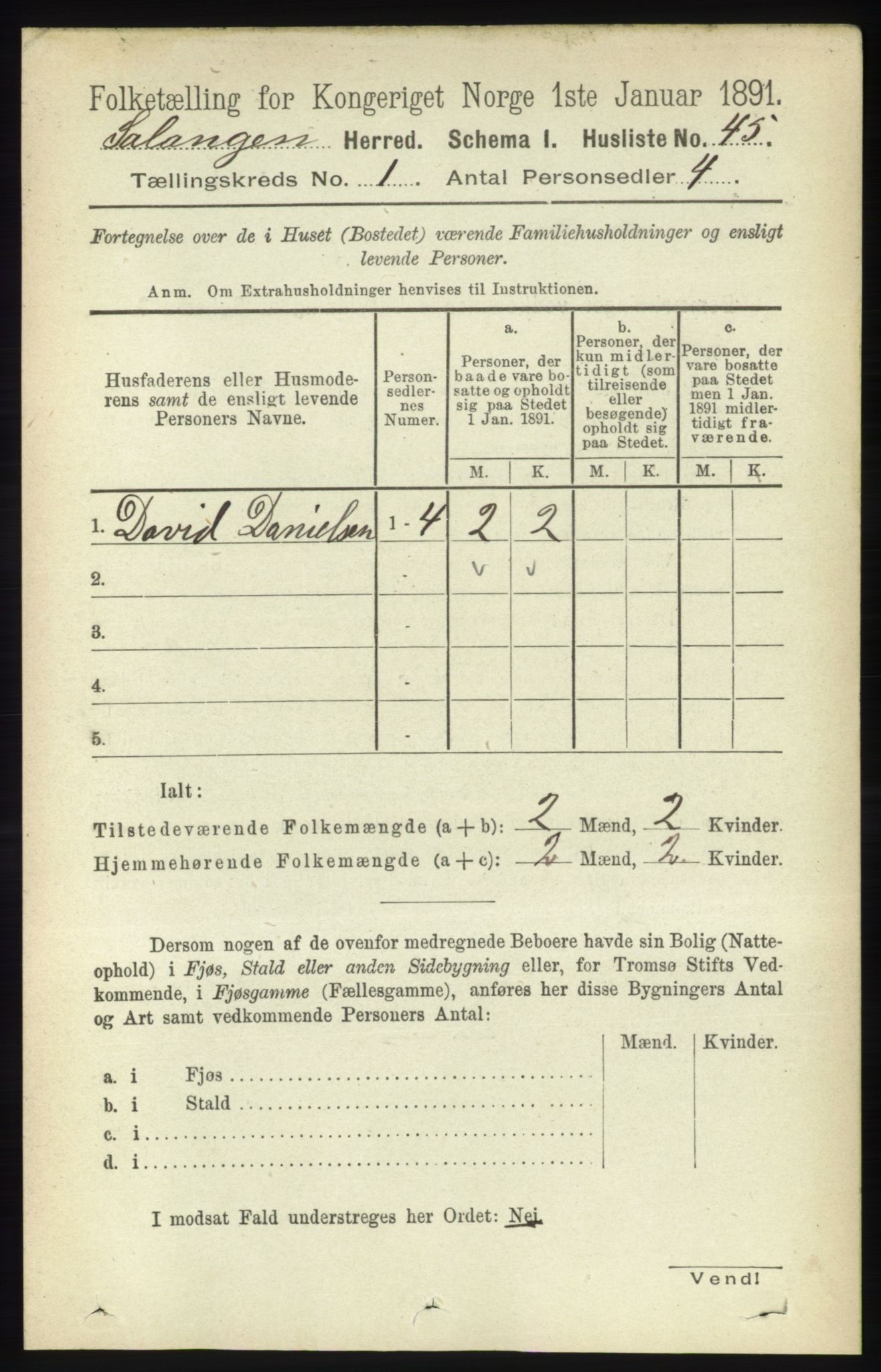 RA, 1891 census for 1921 Salangen, 1891, p. 58