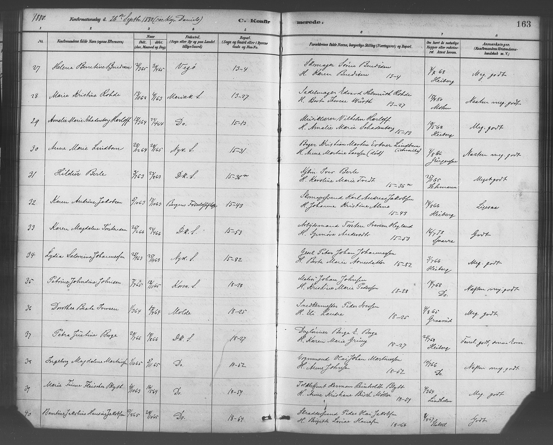 Domkirken sokneprestembete, AV/SAB-A-74801/H/Haa/L0030: Parish register (official) no. C 5, 1880-1898, p. 163