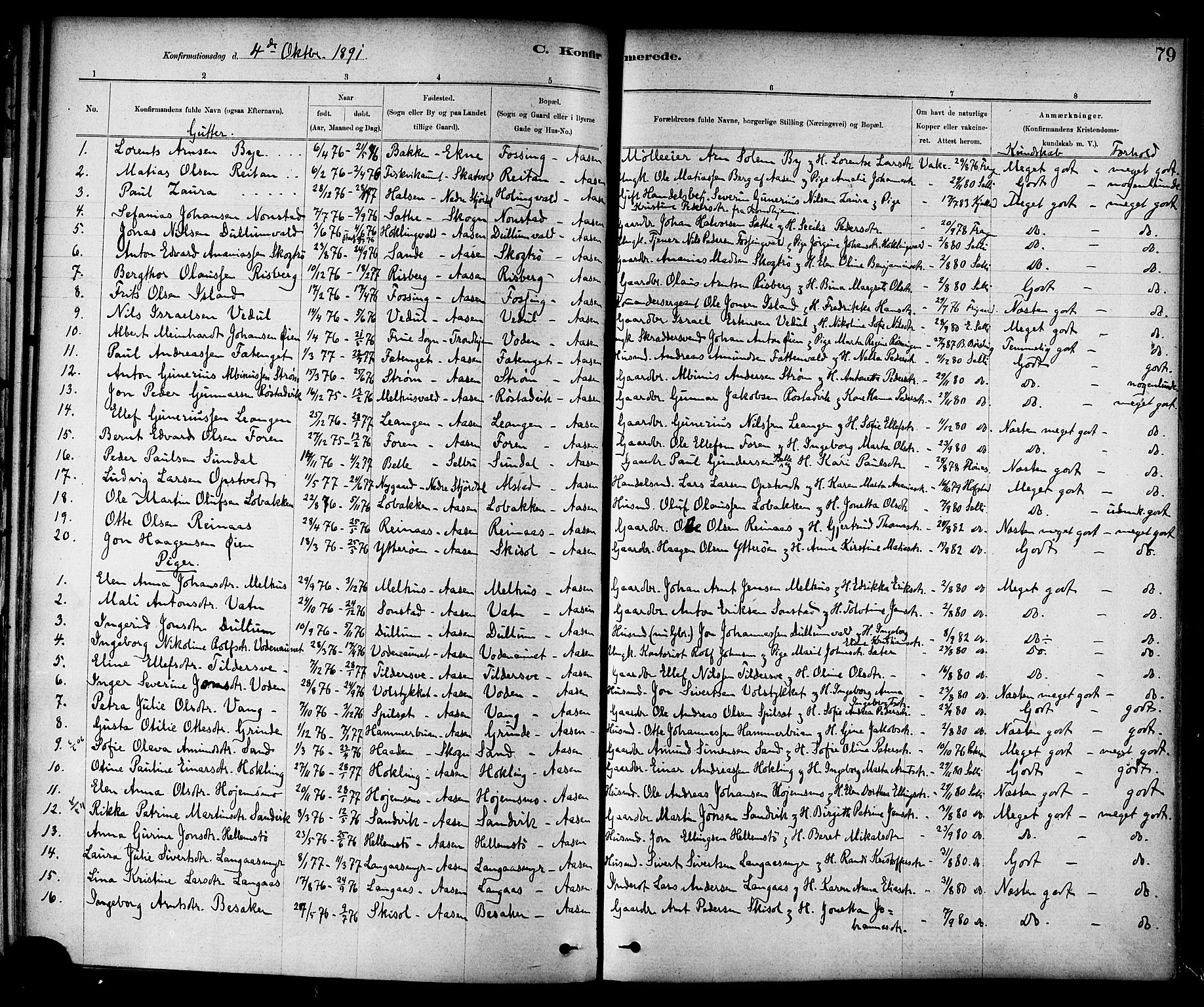 Ministerialprotokoller, klokkerbøker og fødselsregistre - Nord-Trøndelag, SAT/A-1458/714/L0130: Parish register (official) no. 714A01, 1878-1895, p. 79