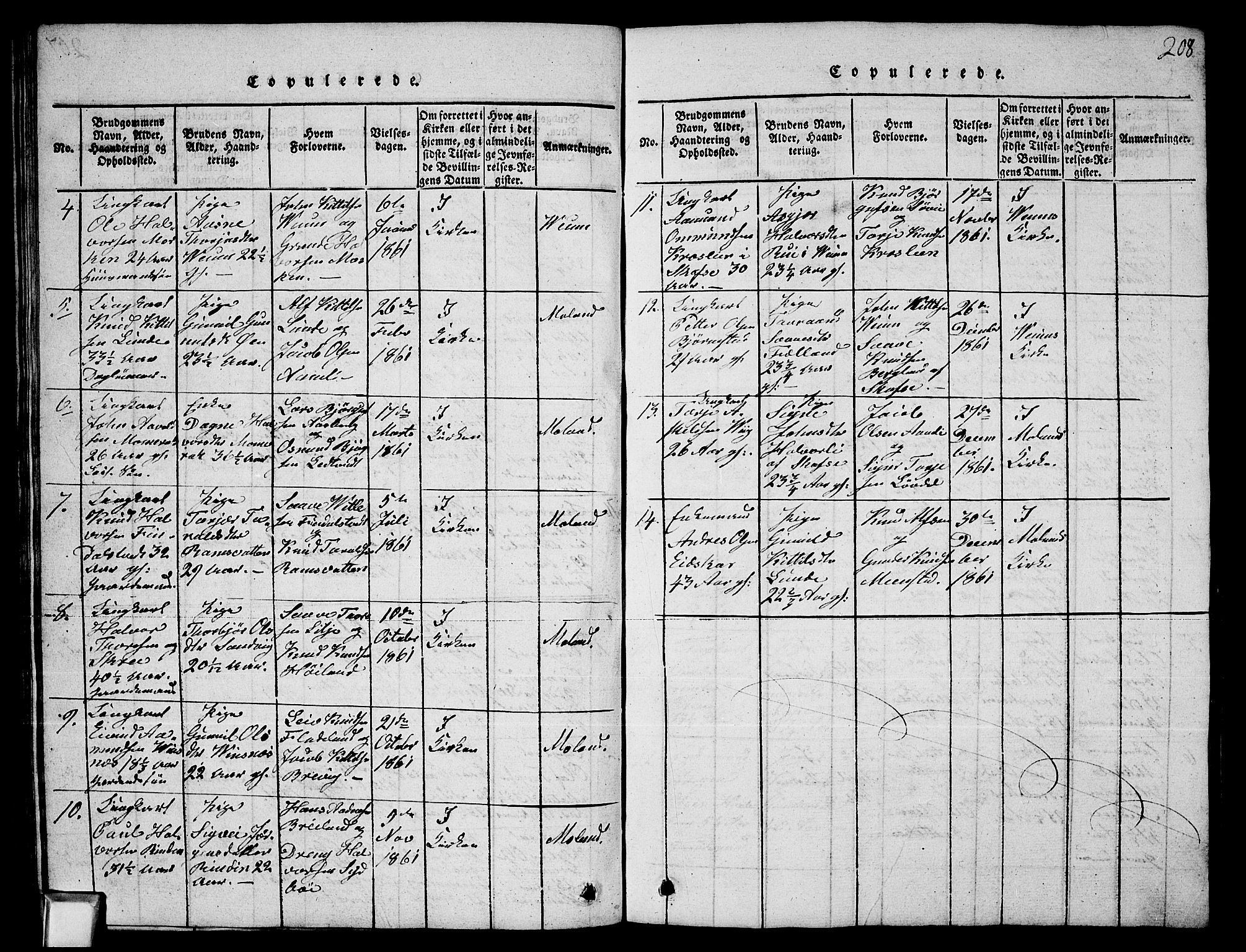 Fyresdal kirkebøker, SAKO/A-263/G/Ga/L0003: Parish register (copy) no. I 3, 1815-1863, p. 208
