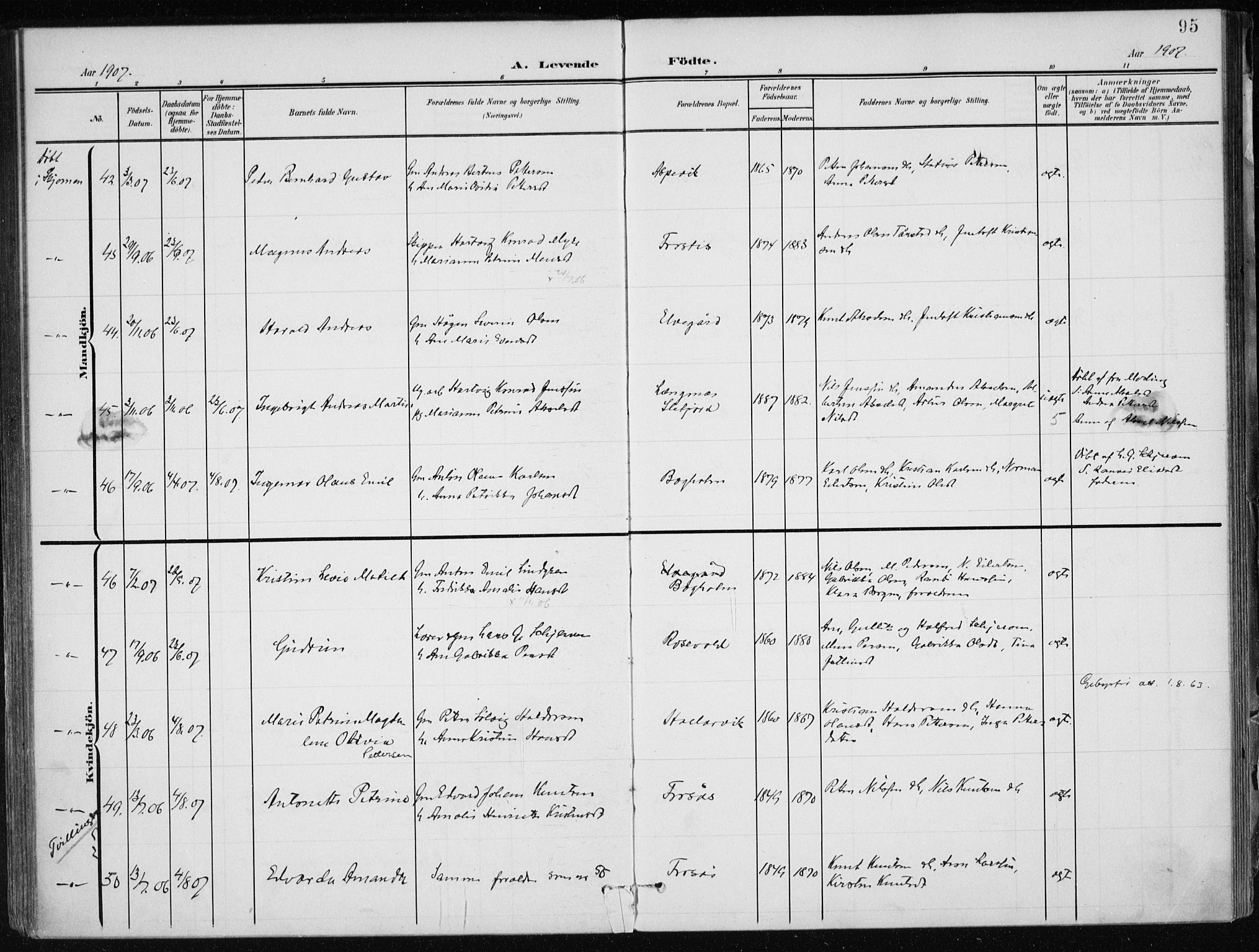 Ministerialprotokoller, klokkerbøker og fødselsregistre - Nordland, AV/SAT-A-1459/866/L0941: Parish register (official) no. 866A04, 1901-1917, p. 95