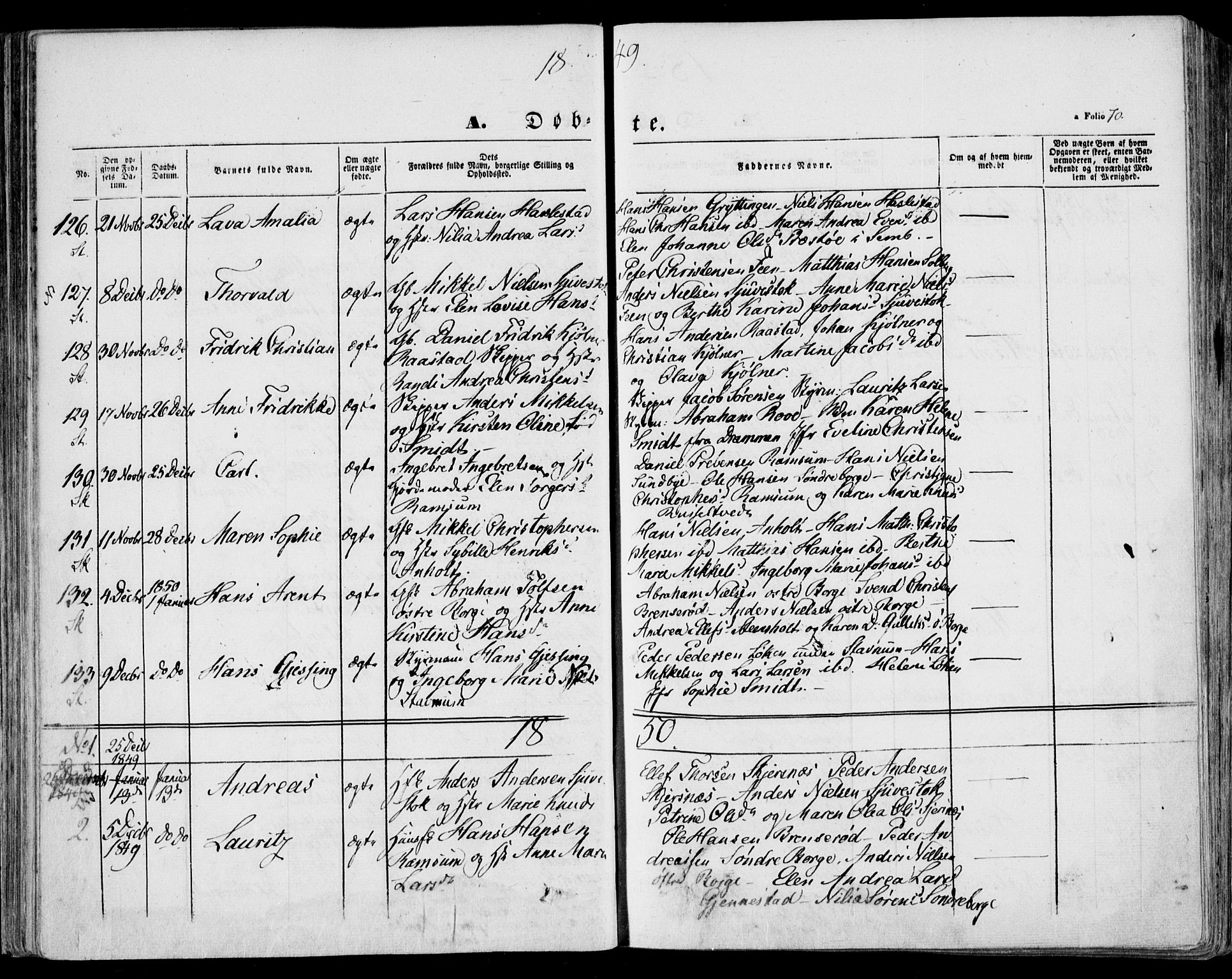 Stokke kirkebøker, SAKO/A-320/F/Fa/L0007: Parish register (official) no. I 7, 1844-1857, p. 70