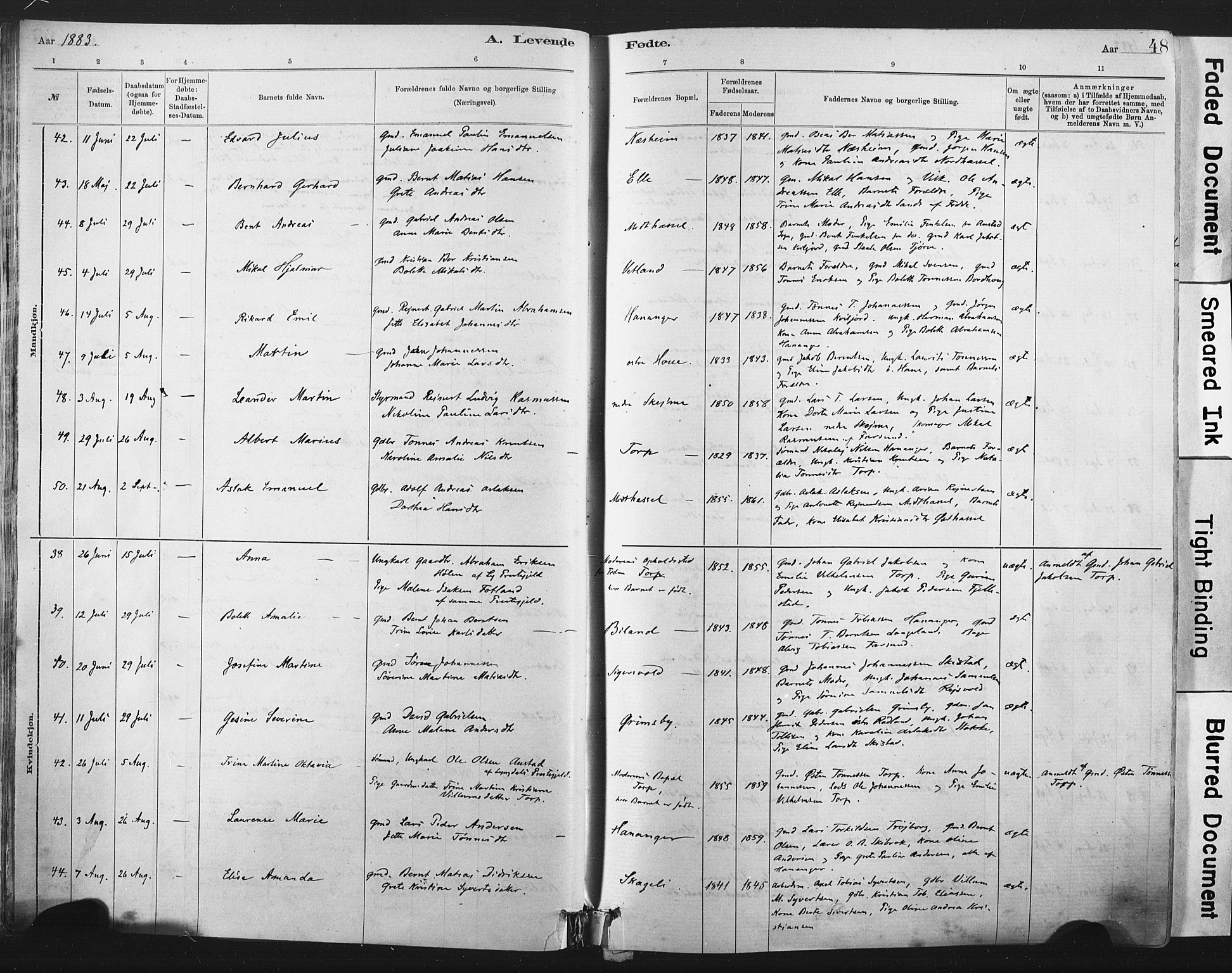 Lista sokneprestkontor, AV/SAK-1111-0027/F/Fa/L0012: Parish register (official) no. A 12, 1879-1903, p. 48