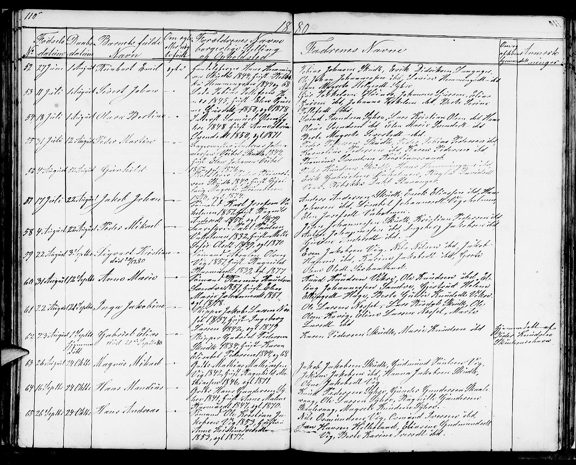 Skudenes sokneprestkontor, AV/SAST-A -101849/H/Ha/Hab/L0004: Parish register (copy) no. B 4, 1865-1884, p. 110