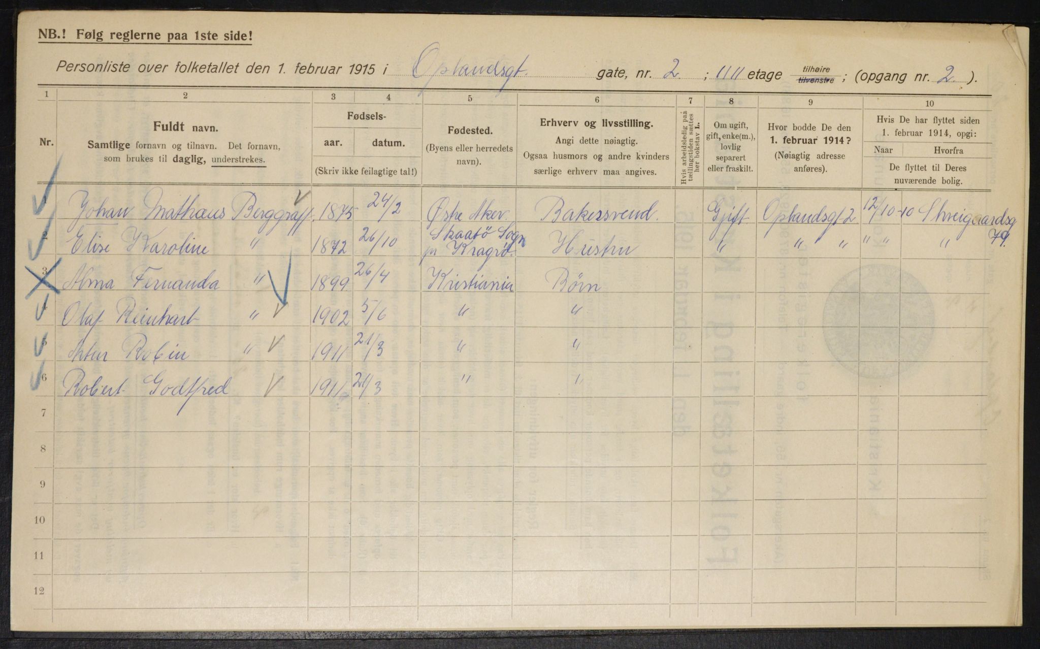 OBA, Municipal Census 1915 for Kristiania, 1915, p. 75259