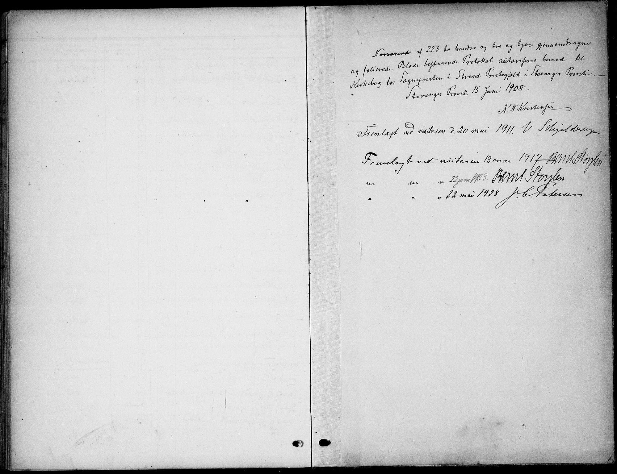 Strand sokneprestkontor, SAST/A-101828/H/Ha/Haa/L0011: Parish register (official) no. A 11, 1908-1930