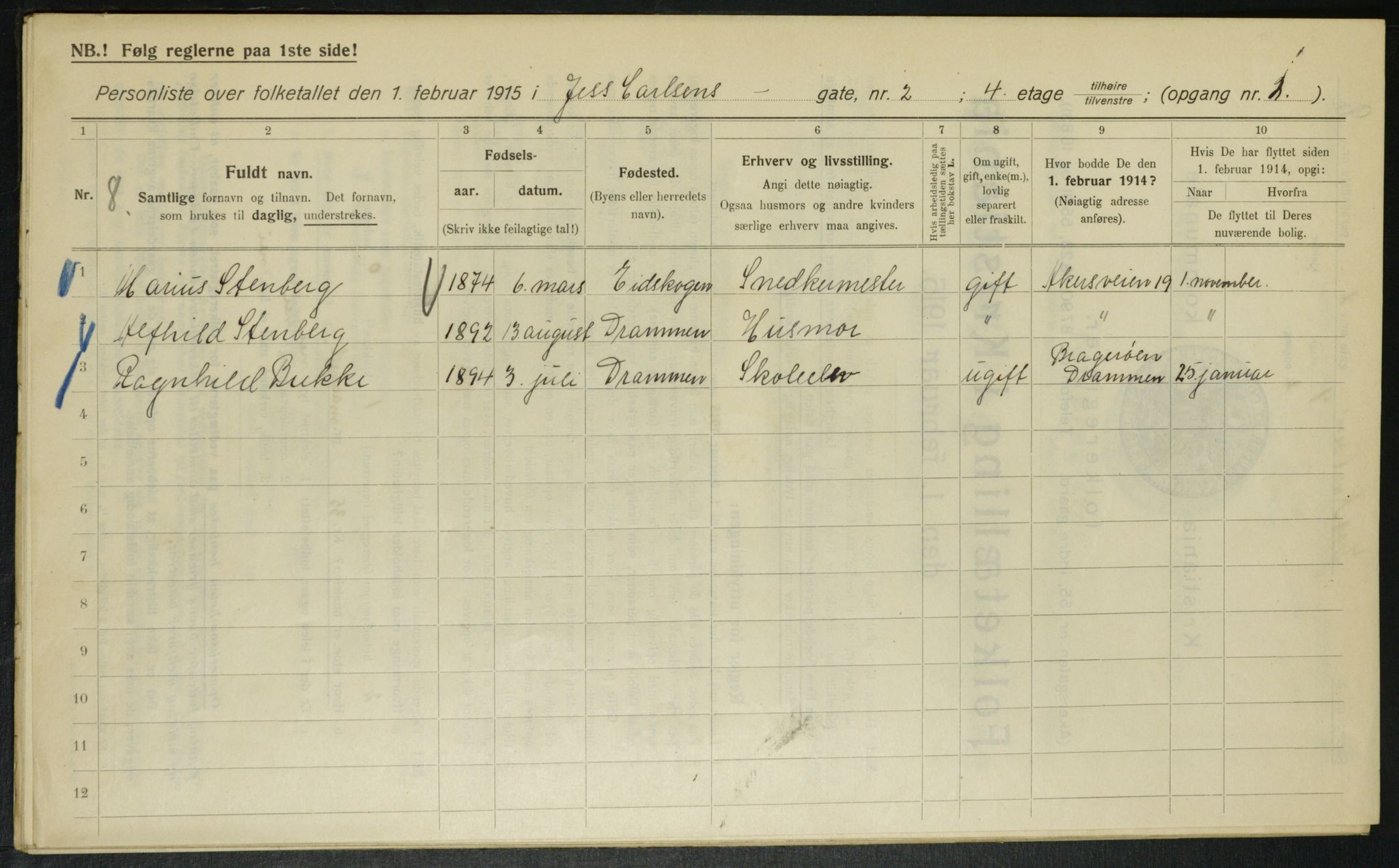 OBA, Municipal Census 1915 for Kristiania, 1915, p. 46520