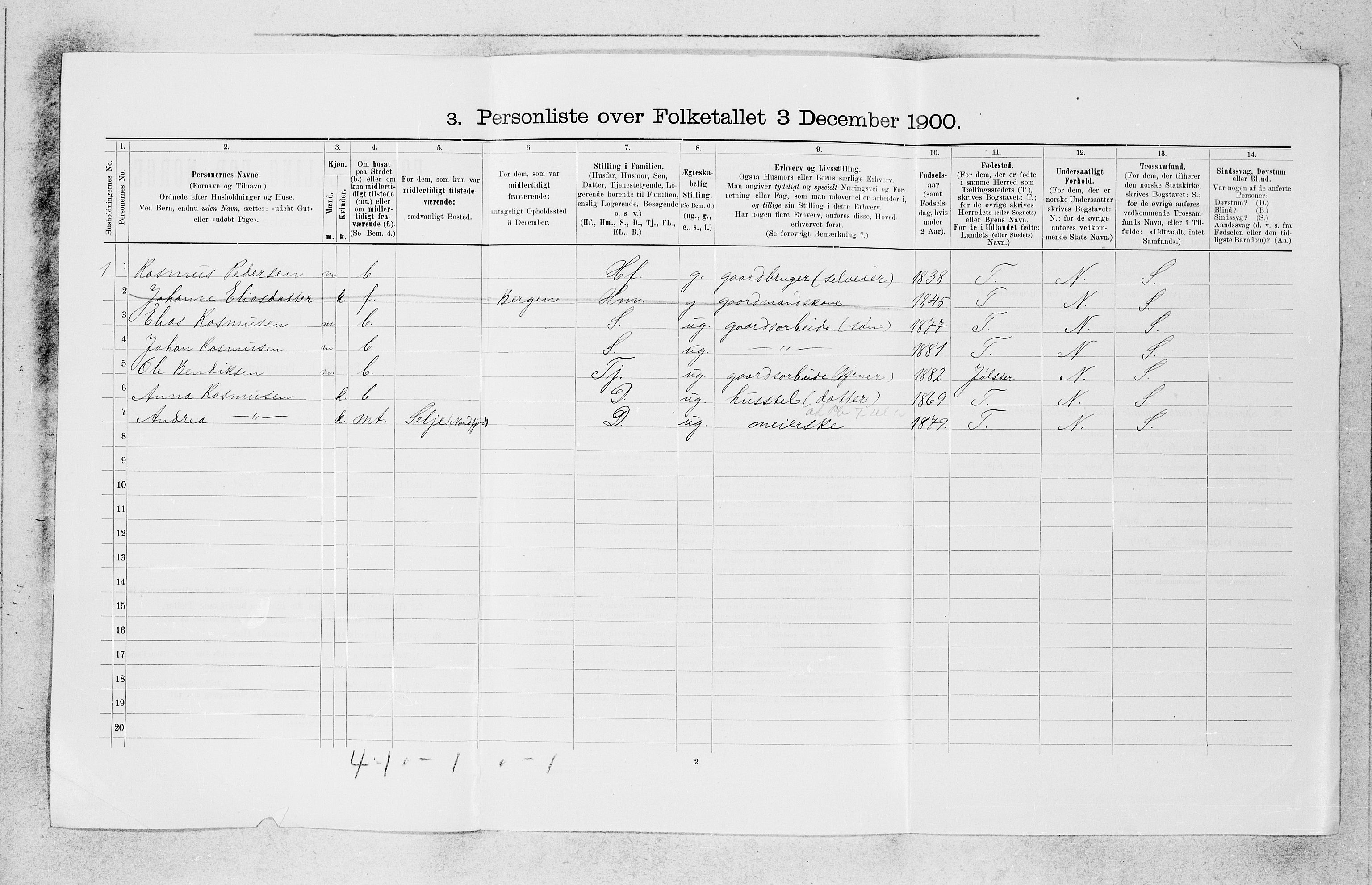 SAB, 1900 census for Førde, 1900, p. 606