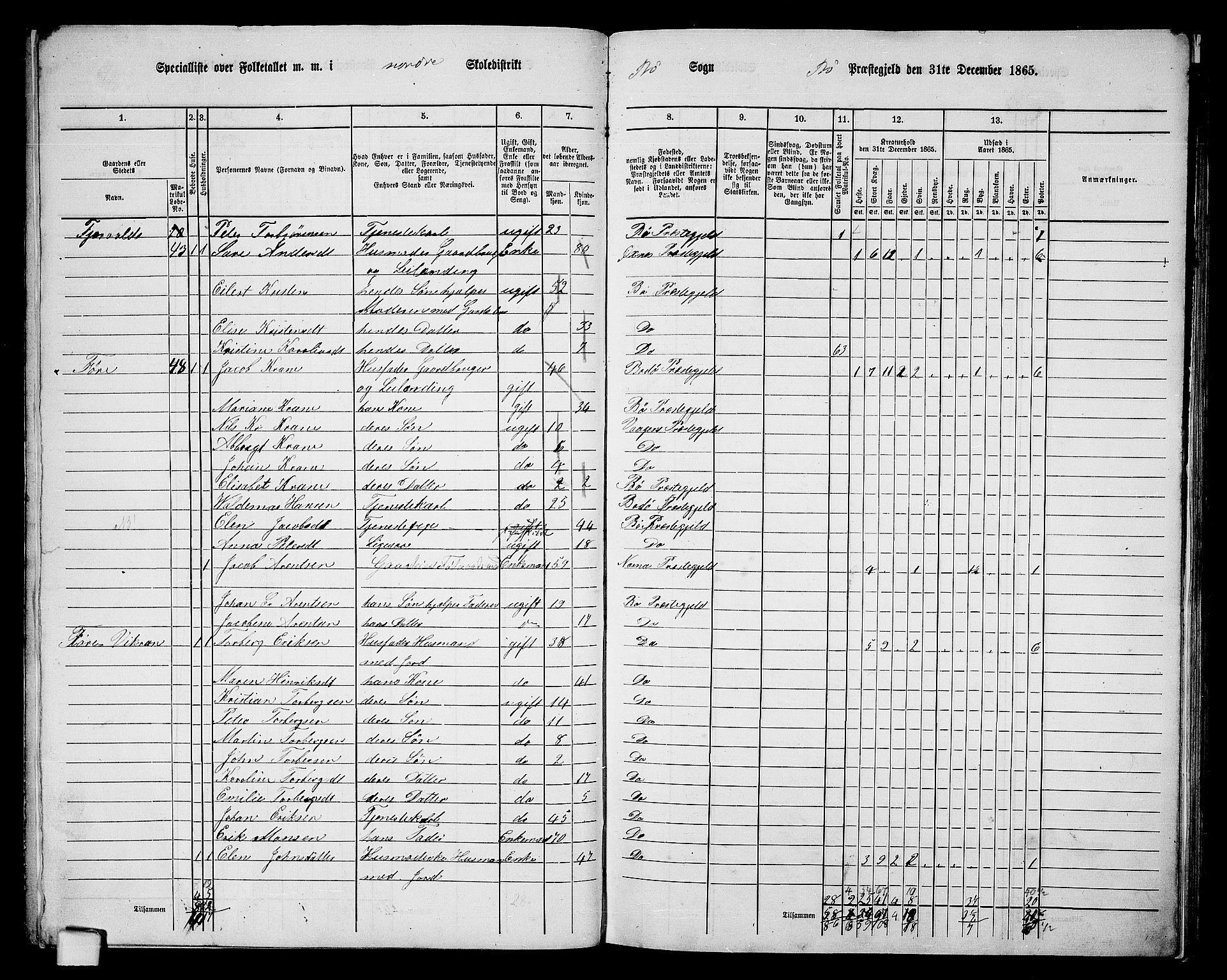 RA, 1865 census for Bø, 1865, p. 8