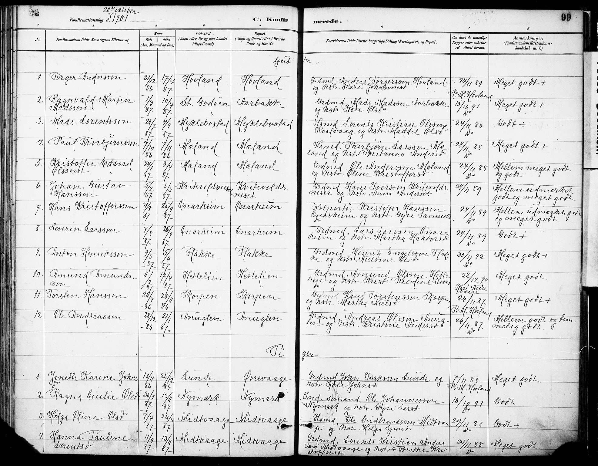 Tysnes sokneprestembete, SAB/A-78601/H/Haa: Parish register (official) no. C 1, 1887-1912, p. 99