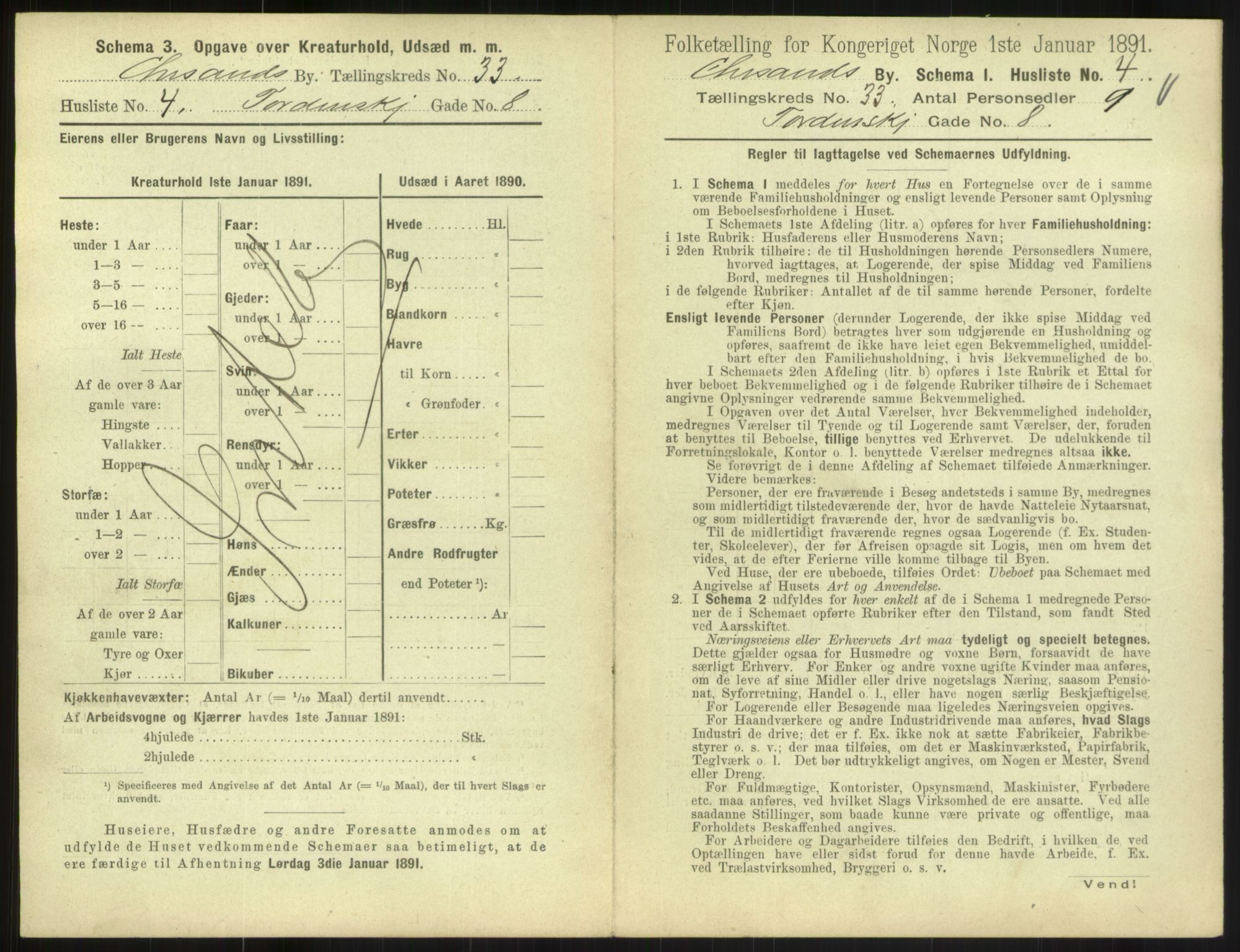 RA, 1891 census for 1001 Kristiansand, 1891, p. 1784