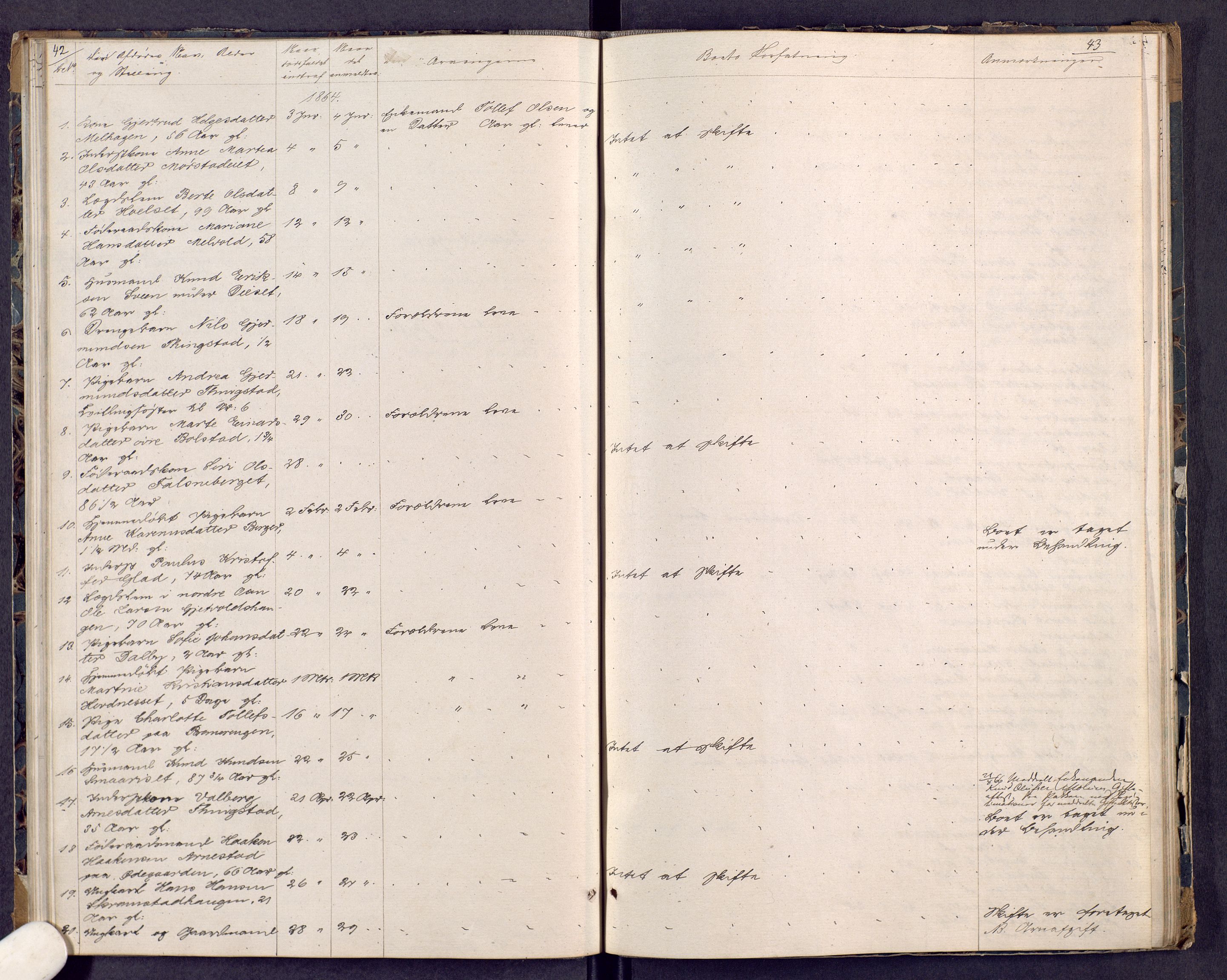 Sør-Østerdal sorenskriveri, AV/SAH-TING-018/J/Jg/L0010: Dødsfallsjournal, 1853-1872, p. 42-43