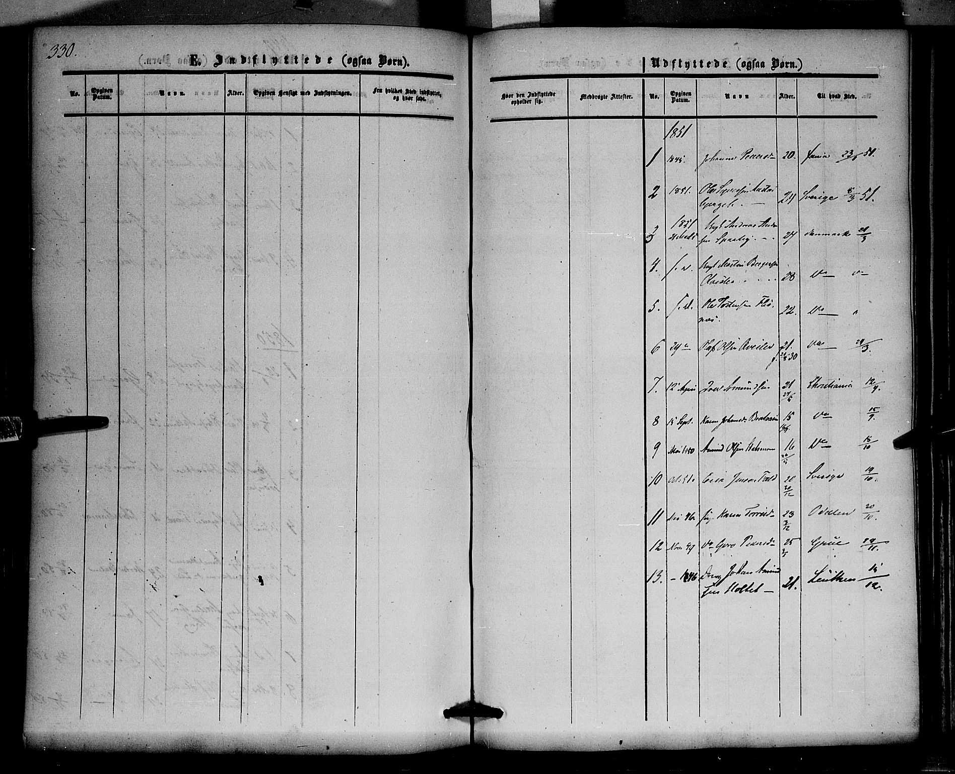 Hof prestekontor, SAH/PREST-038/H/Ha/Haa/L0008: Parish register (official) no. 8, 1849-1861, p. 330