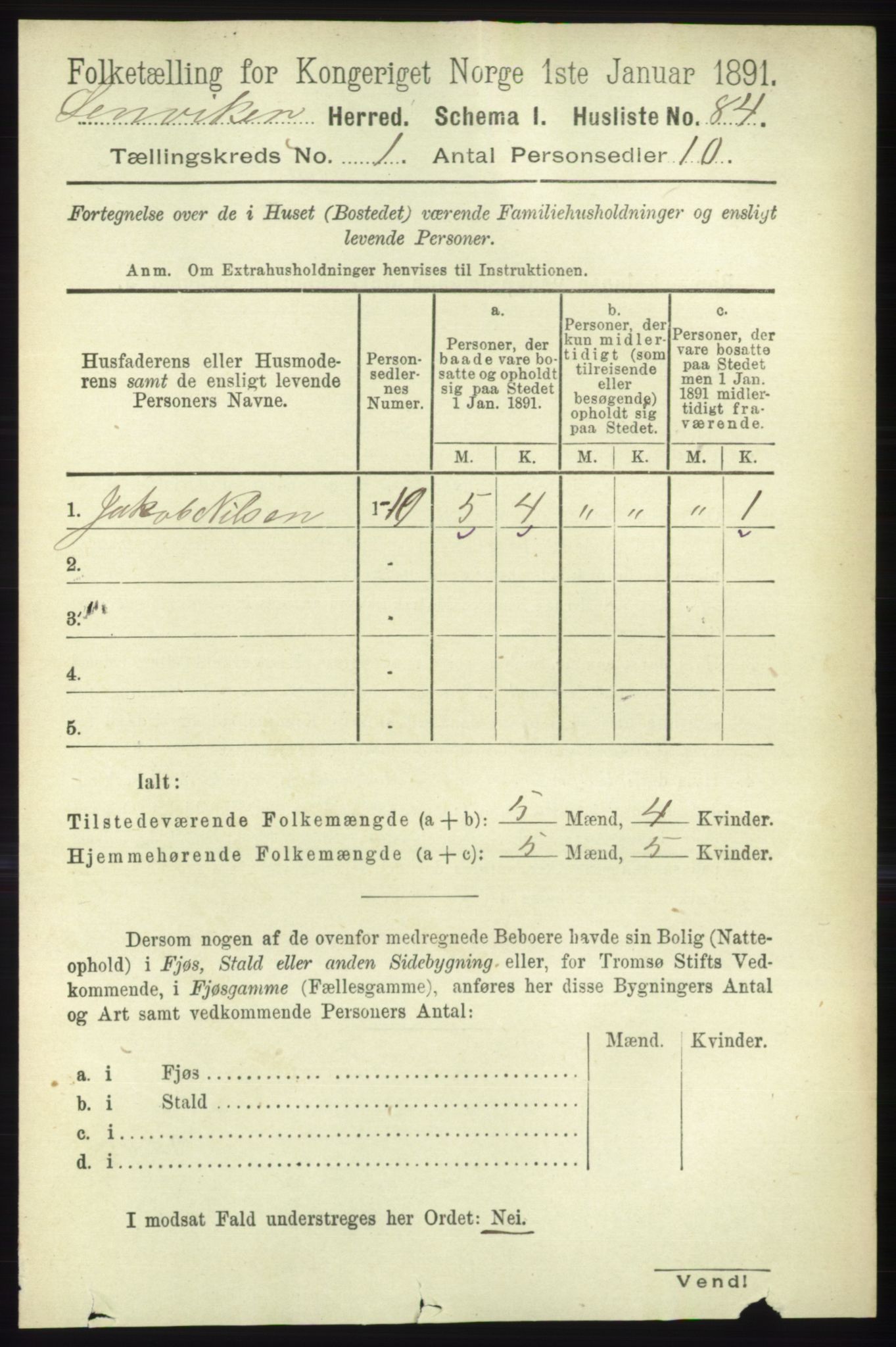 RA, 1891 census for 1931 Lenvik, 1891, p. 107