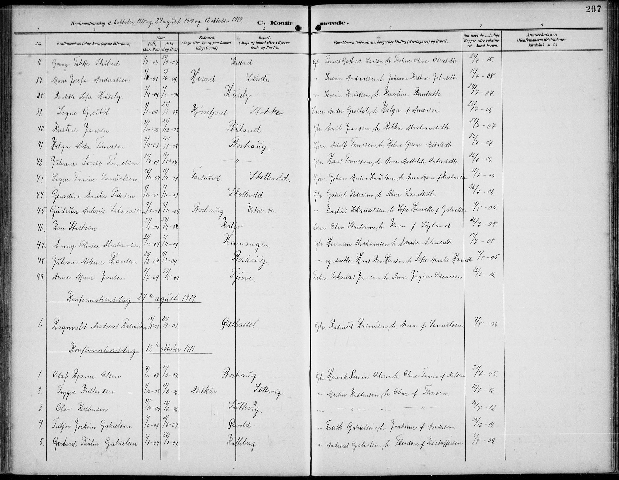 Lista sokneprestkontor, AV/SAK-1111-0027/F/Fb/L0005: Parish register (copy) no. B 5, 1892-1923, p. 267