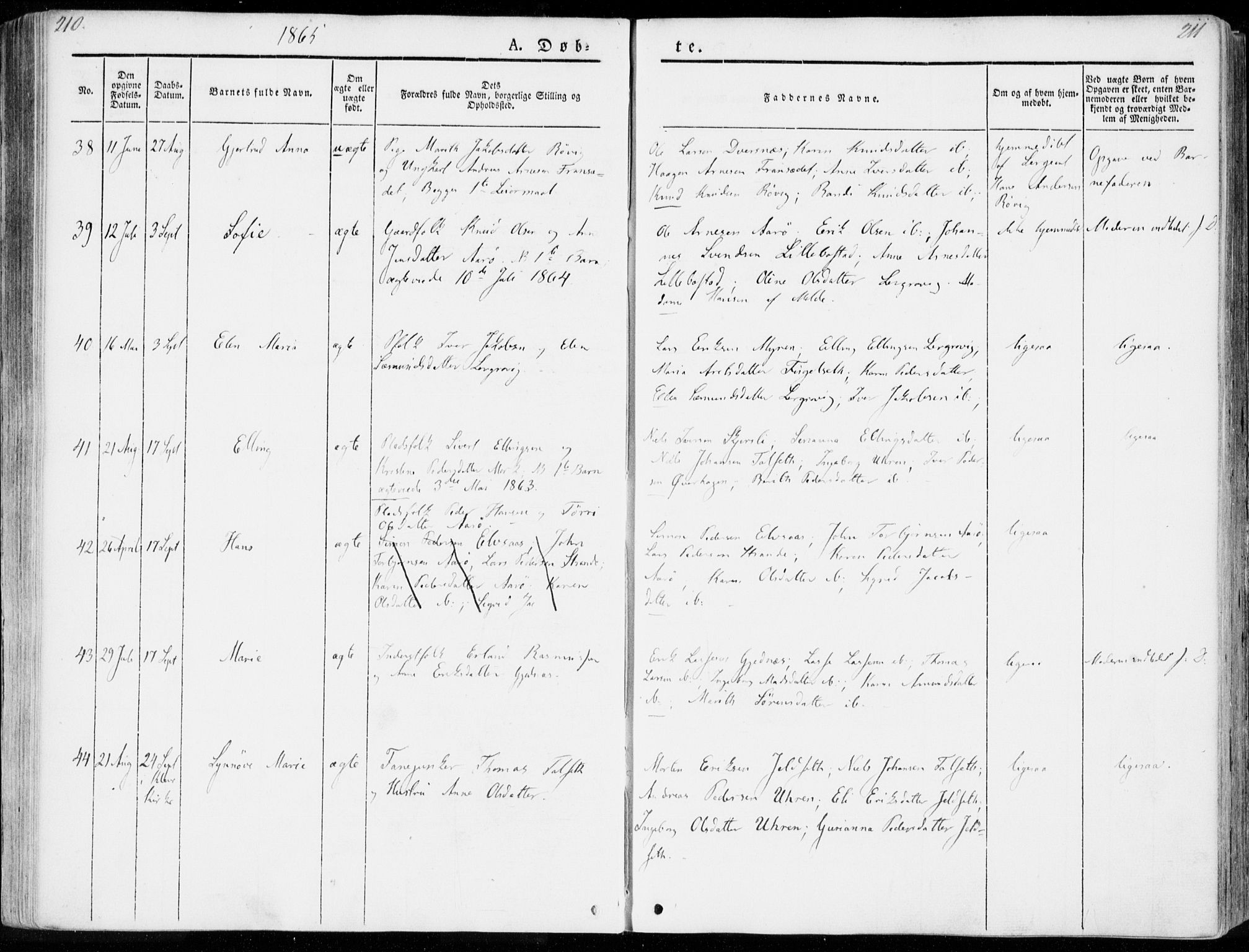 Ministerialprotokoller, klokkerbøker og fødselsregistre - Møre og Romsdal, AV/SAT-A-1454/555/L0653: Parish register (official) no. 555A04, 1843-1869, p. 210-211