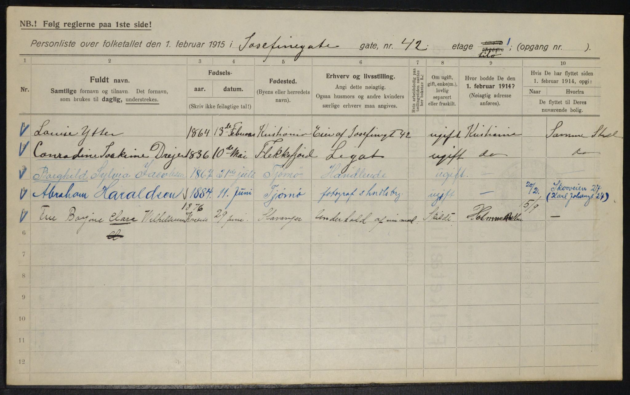 OBA, Municipal Census 1915 for Kristiania, 1915, p. 47134