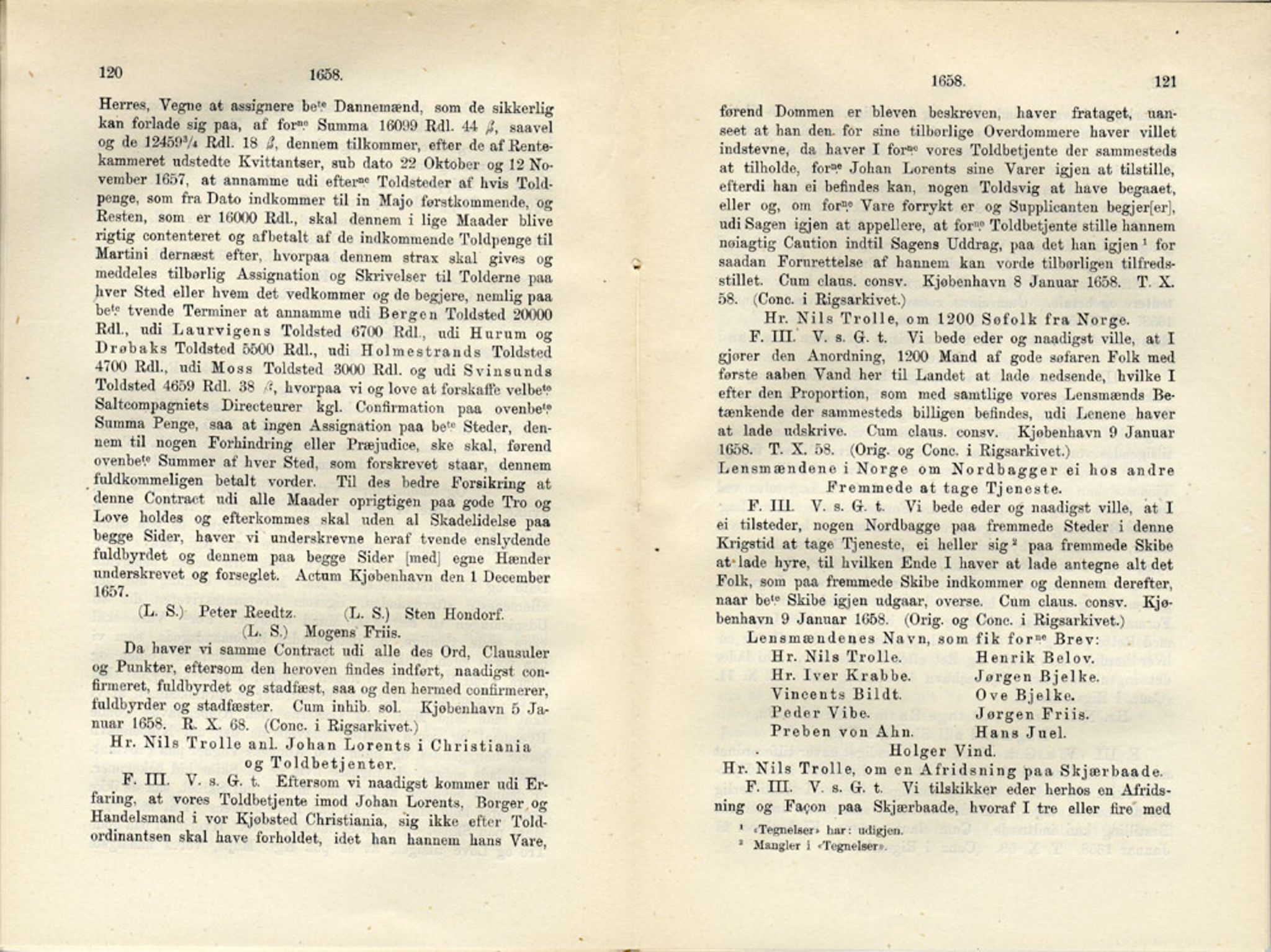 Publikasjoner utgitt av Det Norske Historiske Kildeskriftfond, PUBL/-/-/-: Norske Rigs-Registranter, bind 12, 1657-1660, p. 120-121