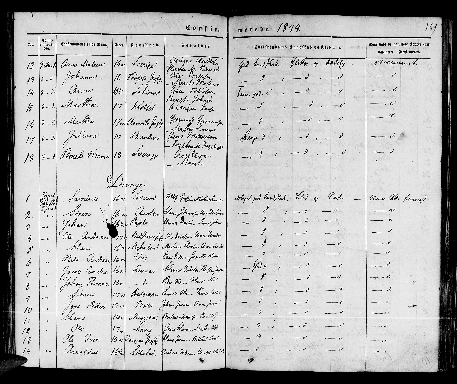 Ibestad sokneprestembete, SATØ/S-0077/H/Ha/Haa/L0006kirke: Parish register (official) no. 6, 1837-1850, p. 159