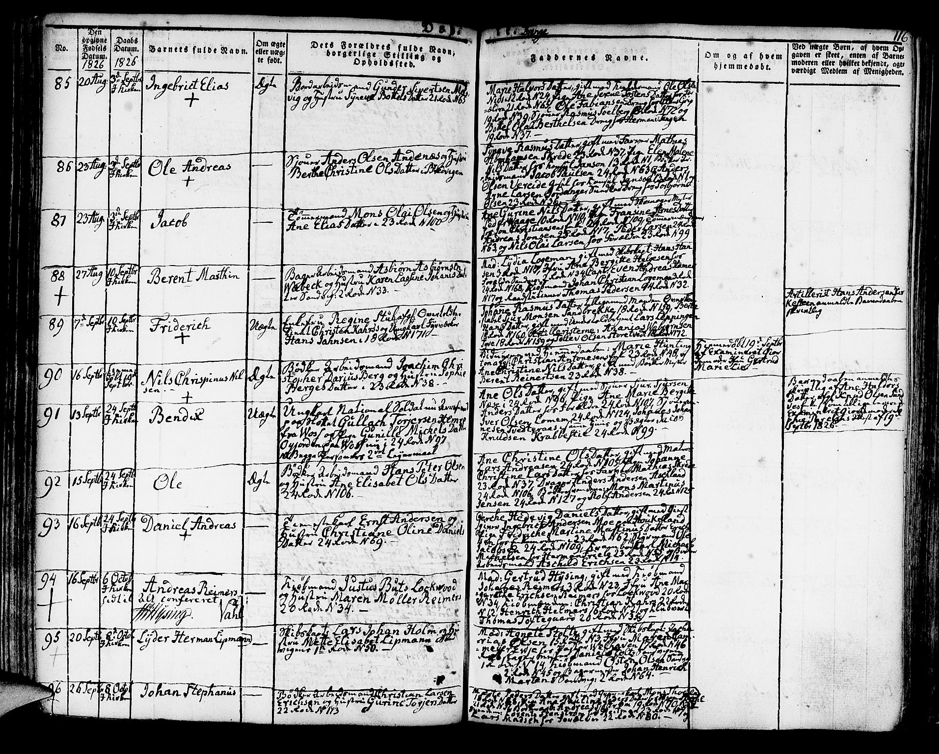 Korskirken sokneprestembete, AV/SAB-A-76101/H/Hab: Parish register (copy) no. A 3, 1821-1831, p. 116