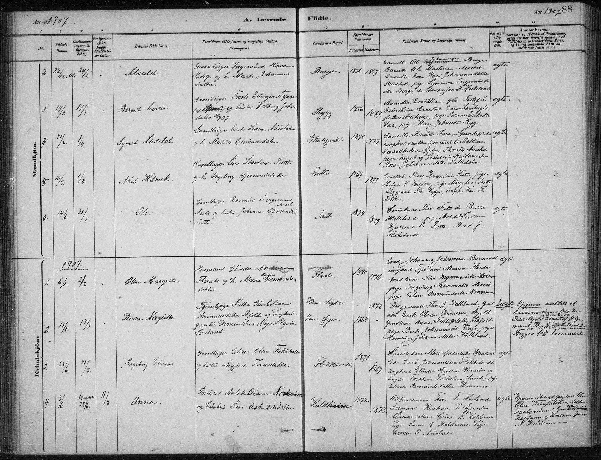 Etne sokneprestembete, AV/SAB-A-75001/H/Haa: Parish register (official) no. D  1, 1879-1919, p. 88