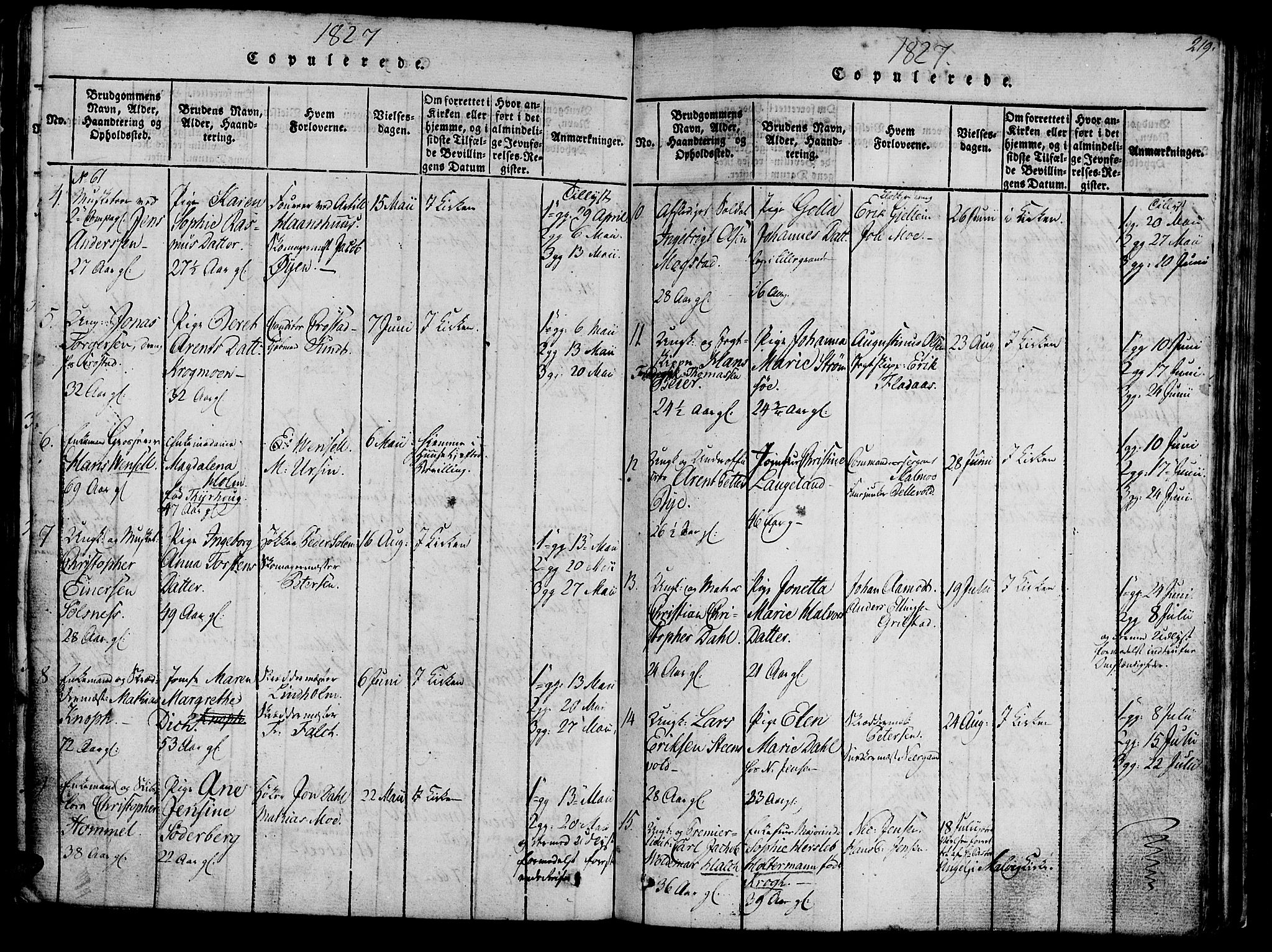 Ministerialprotokoller, klokkerbøker og fødselsregistre - Sør-Trøndelag, SAT/A-1456/602/L0135: Parish register (copy) no. 602C03, 1815-1832, p. 219