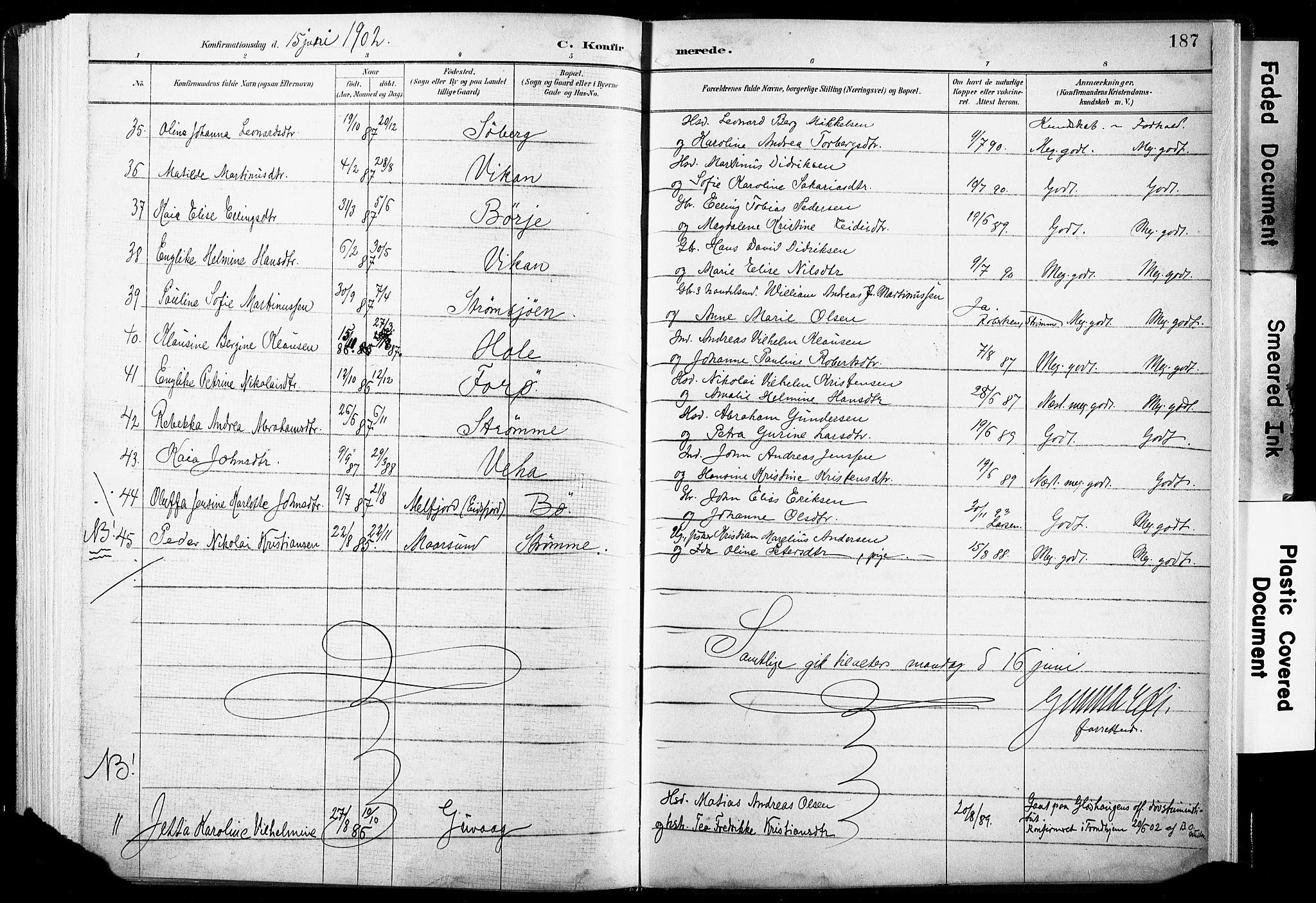 Ministerialprotokoller, klokkerbøker og fødselsregistre - Nordland, AV/SAT-A-1459/891/L1304: Parish register (official) no. 891A09, 1895-1921, p. 187