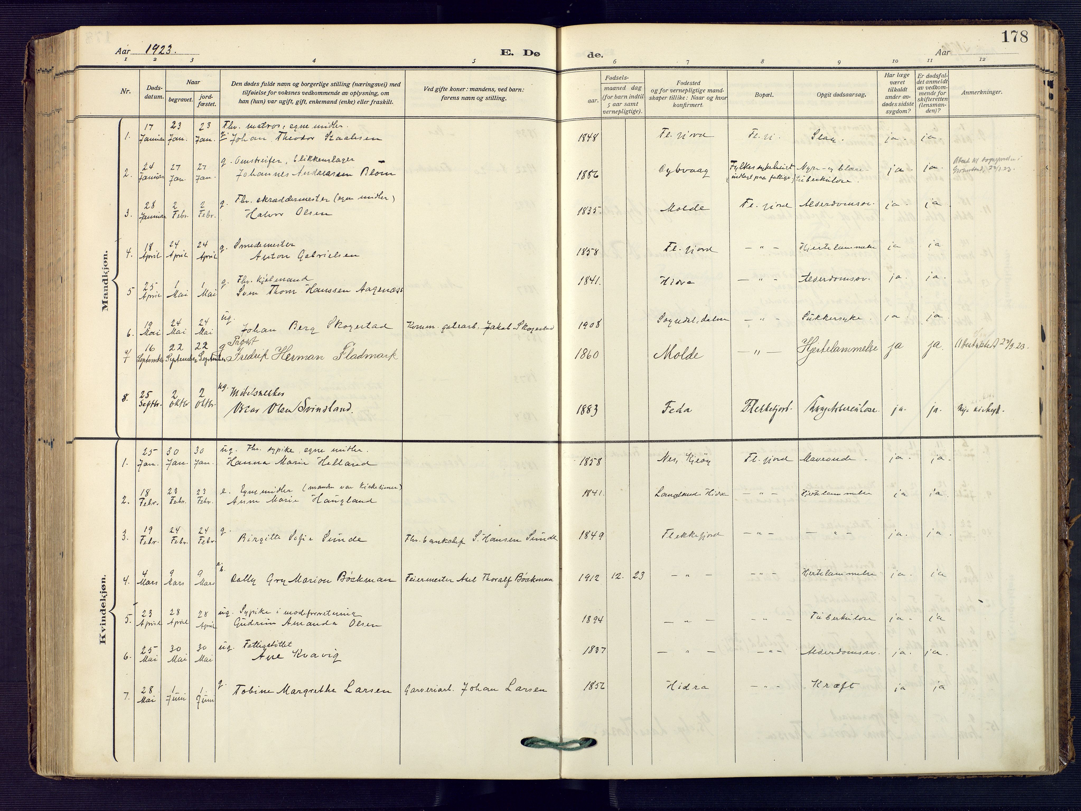 Flekkefjord sokneprestkontor, AV/SAK-1111-0012/F/Fa/Faa/L0003: Parish register (official) no. A 3, 1913-1928, p. 178