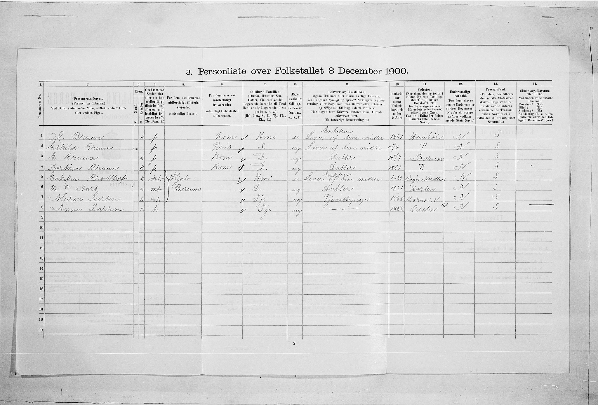 SAO, 1900 census for Kristiania, 1900, p. 108101