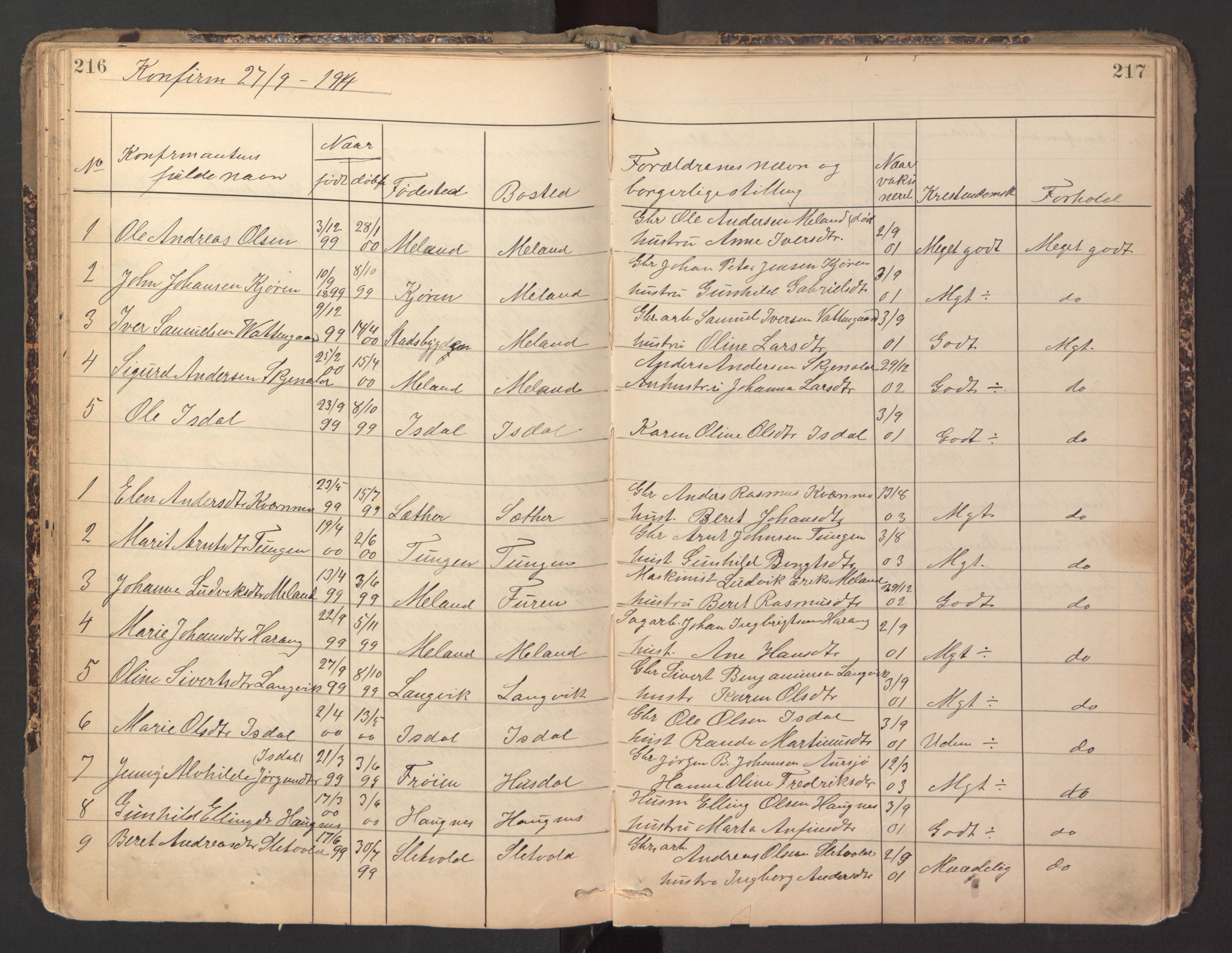 Ministerialprotokoller, klokkerbøker og fødselsregistre - Sør-Trøndelag, SAT/A-1456/670/L0837: Parish register (copy) no. 670C01, 1905-1946, p. 216-217