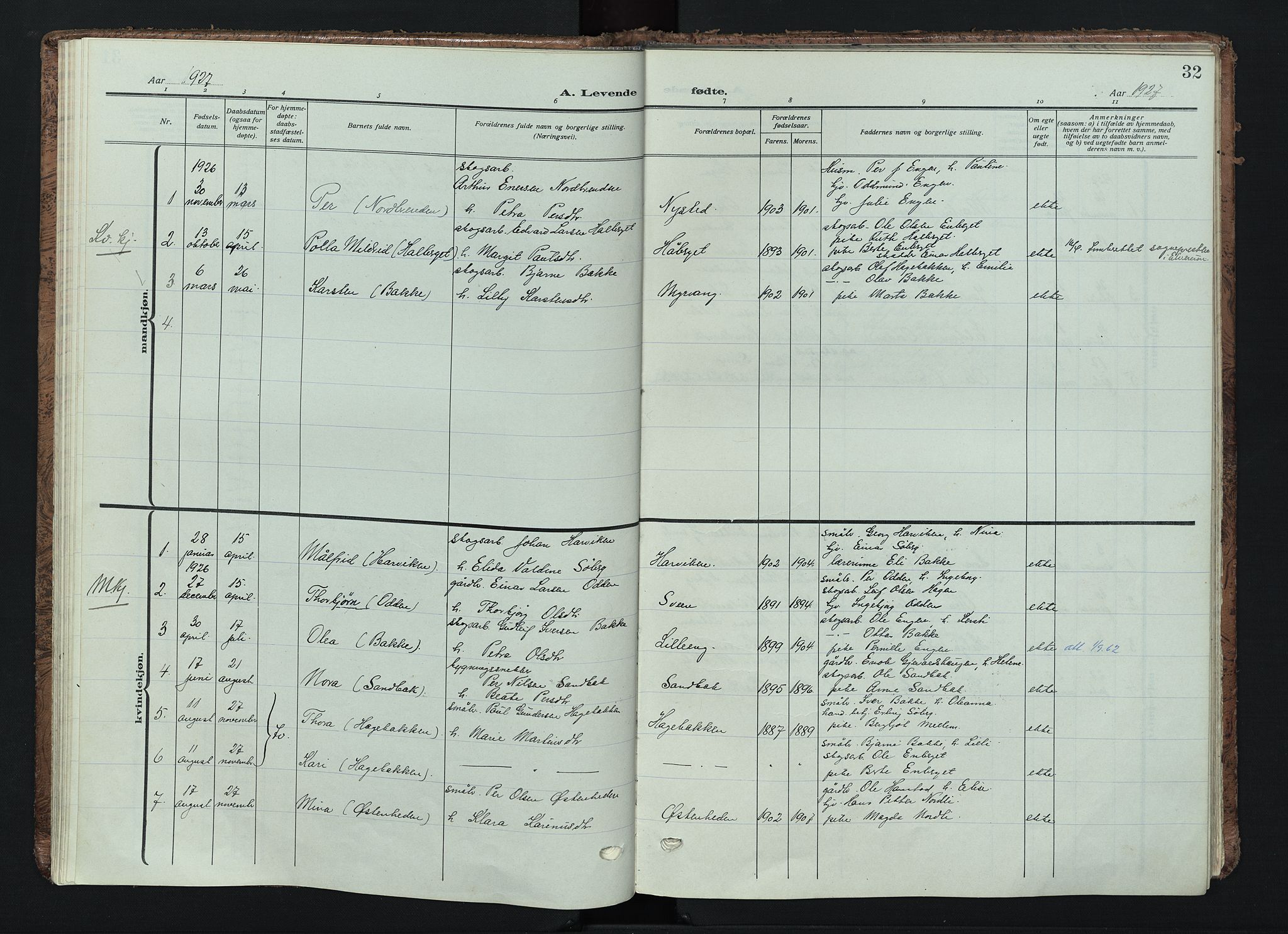 Trysil prestekontor, AV/SAH-PREST-046/H/Ha/Haa/L0016: Parish register (official) no. 16, 1913-1946, p. 32
