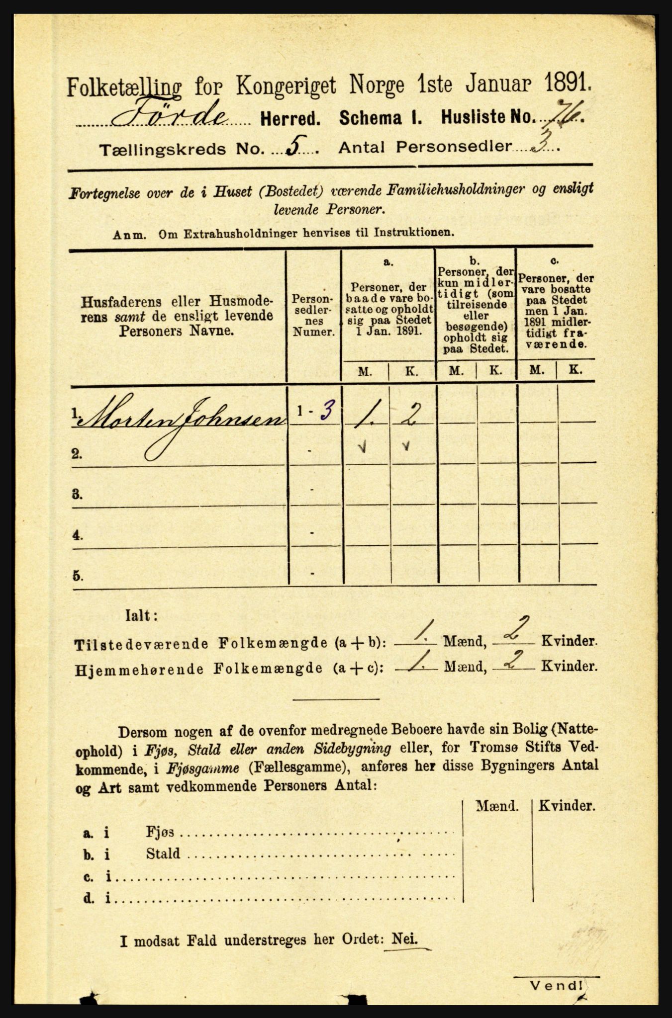 RA, 1891 census for 1432 Førde, 1891, p. 1429