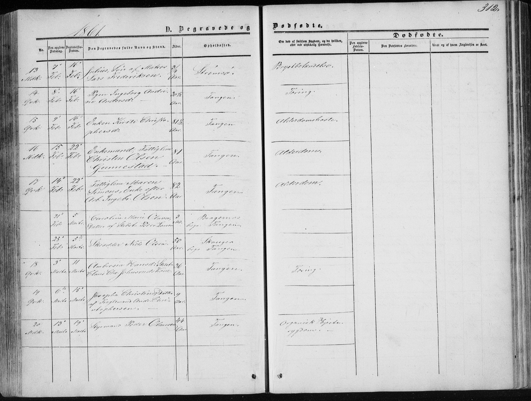 Strømsø kirkebøker, AV/SAKO-A-246/F/Fa/L0015: Parish register (official) no. I 15, 1859-1868, p. 312