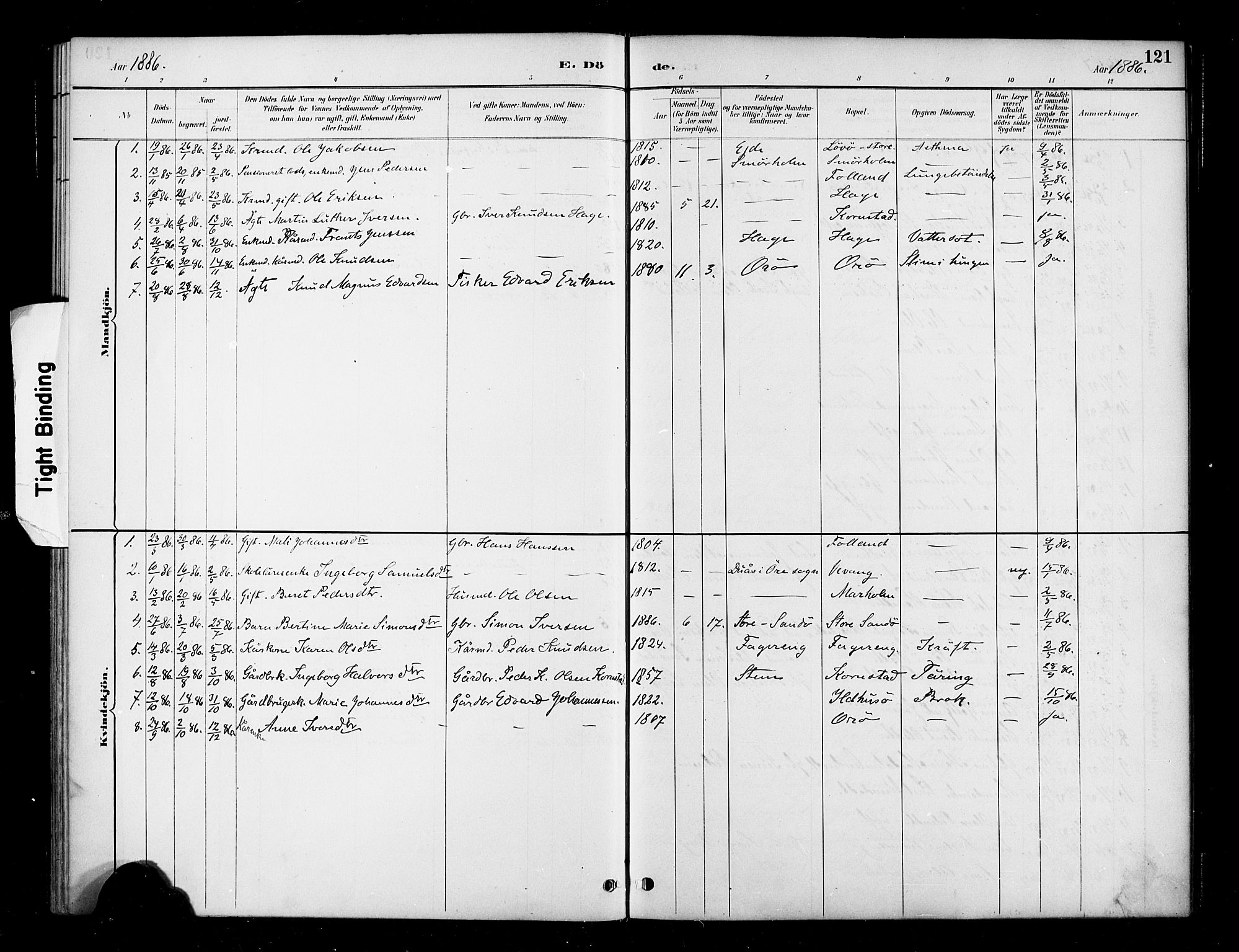 Ministerialprotokoller, klokkerbøker og fødselsregistre - Møre og Romsdal, SAT/A-1454/570/L0832: Parish register (official) no. 570A06, 1885-1900, p. 121