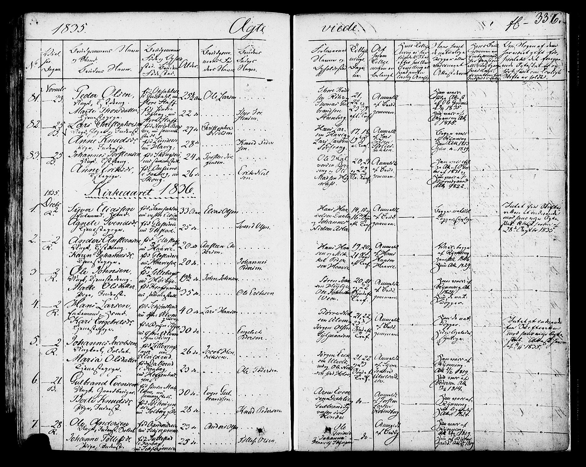 Ringsaker prestekontor, AV/SAH-PREST-014/K/Ka/L0007: Parish register (official) no. 7A, 1826-1837, p. 336