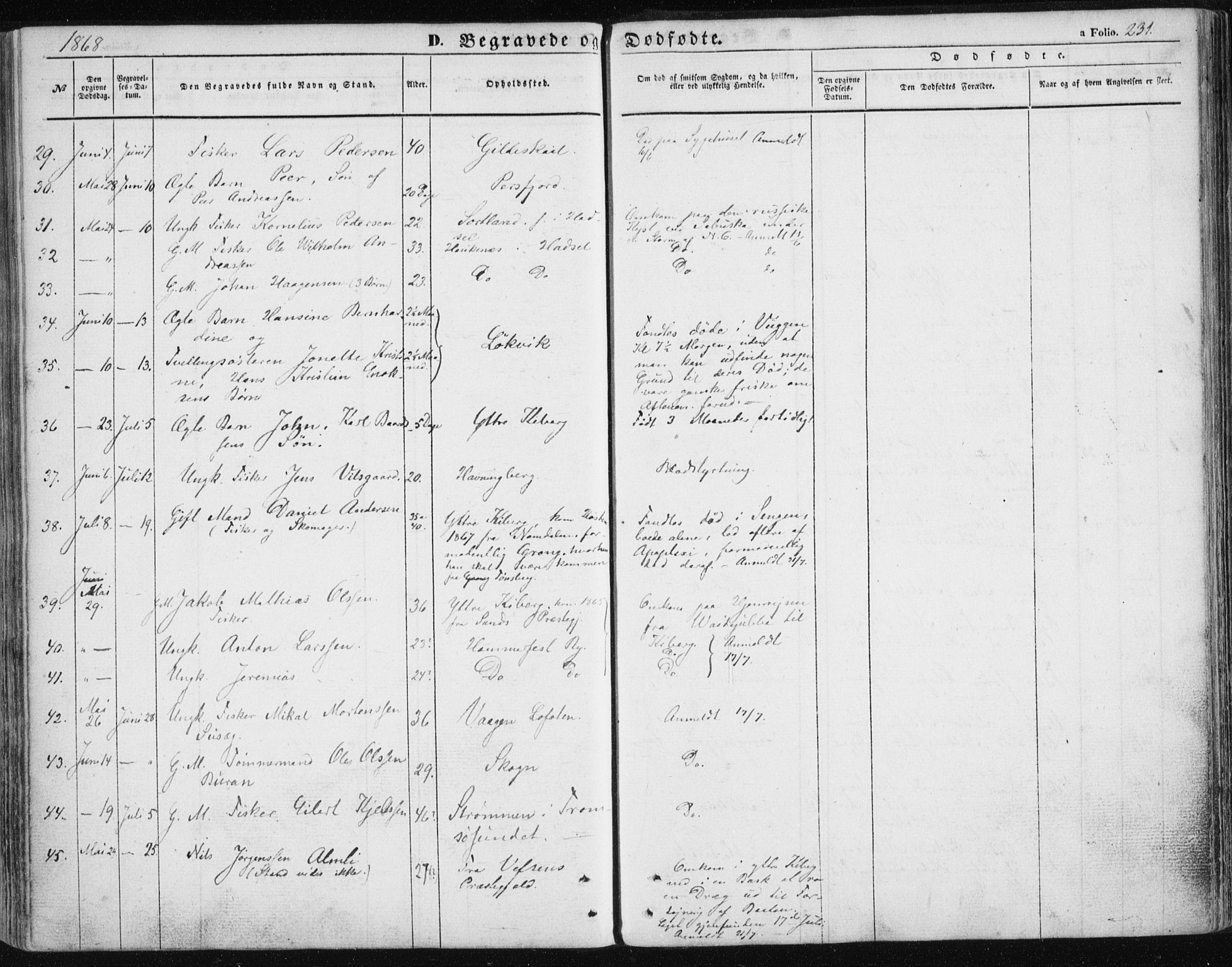 Vardø sokneprestkontor, SATØ/S-1332/H/Ha/L0004kirke: Parish register (official) no. 4, 1862-1871, p. 231