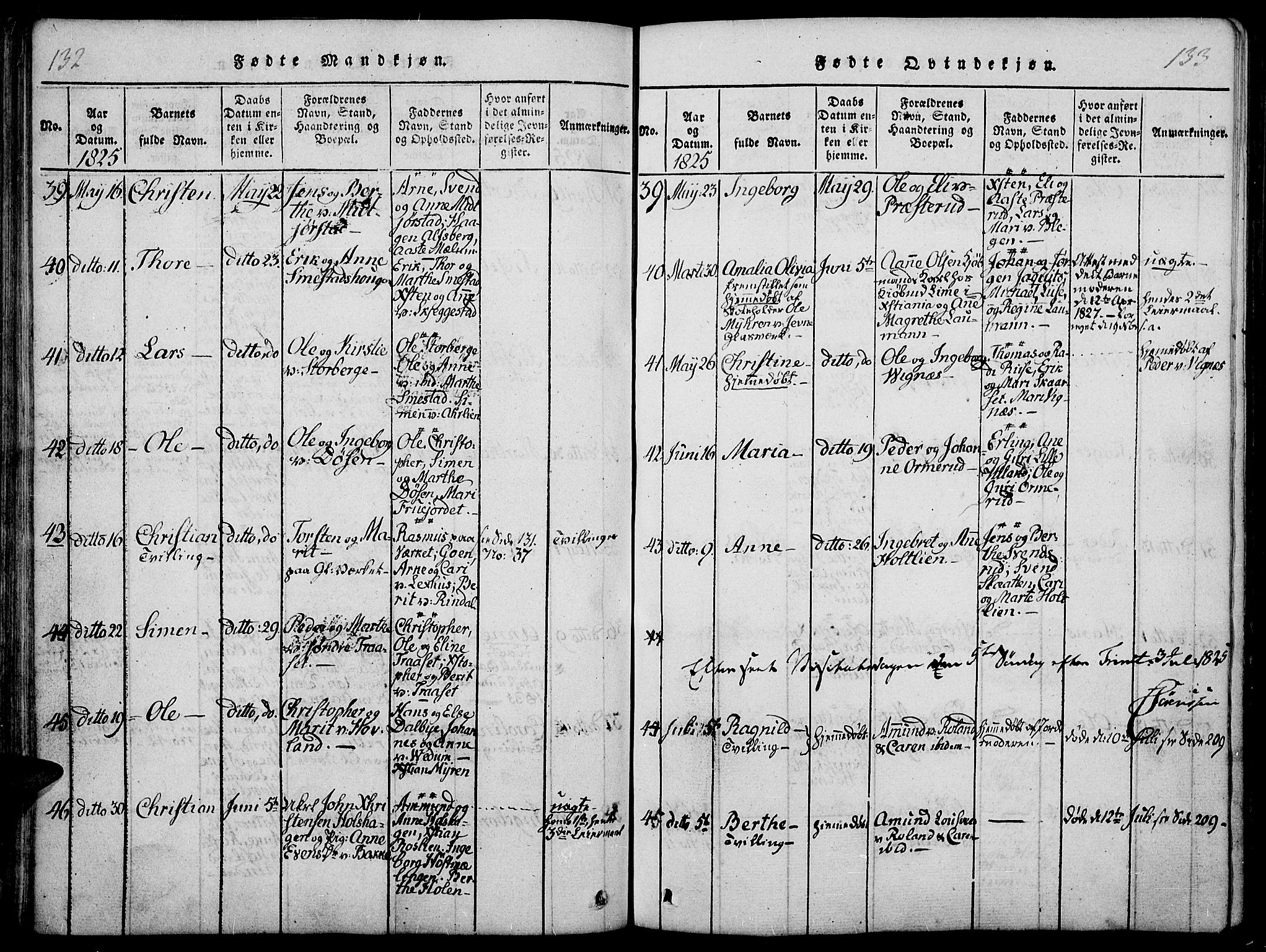 Fåberg prestekontor, AV/SAH-PREST-086/H/Ha/Haa/L0003: Parish register (official) no. 3, 1818-1833, p. 132-133