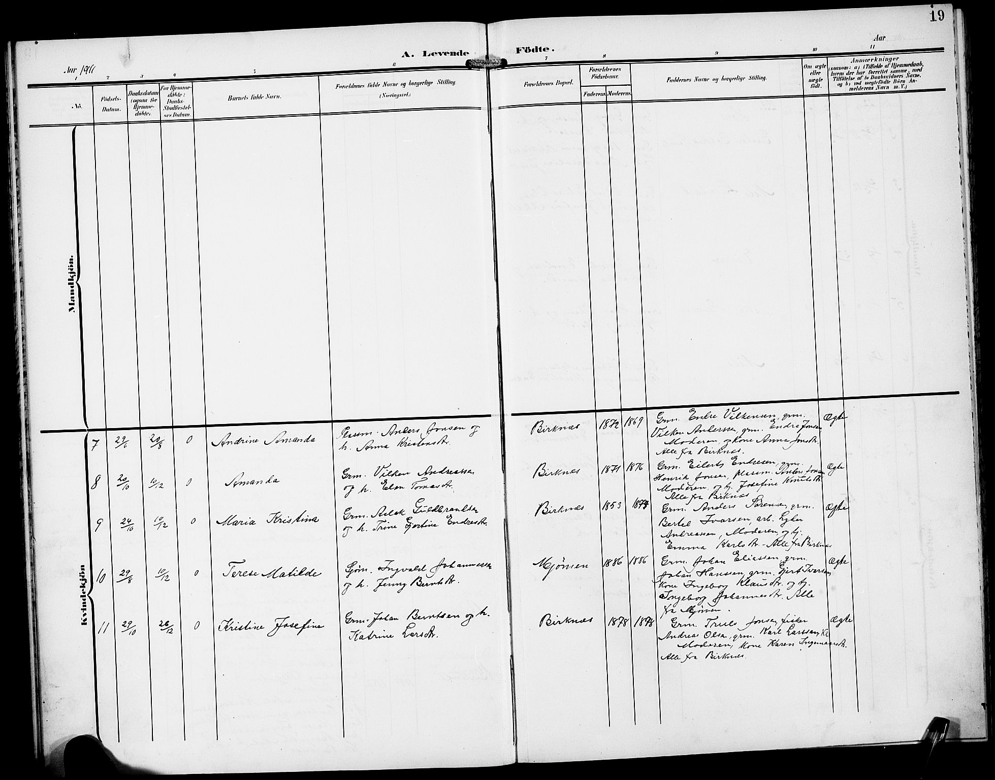 Gulen sokneprestembete, AV/SAB-A-80201/H/Hab/Habd/L0001: Parish register (copy) no. D 1, 1901-1924, p. 19