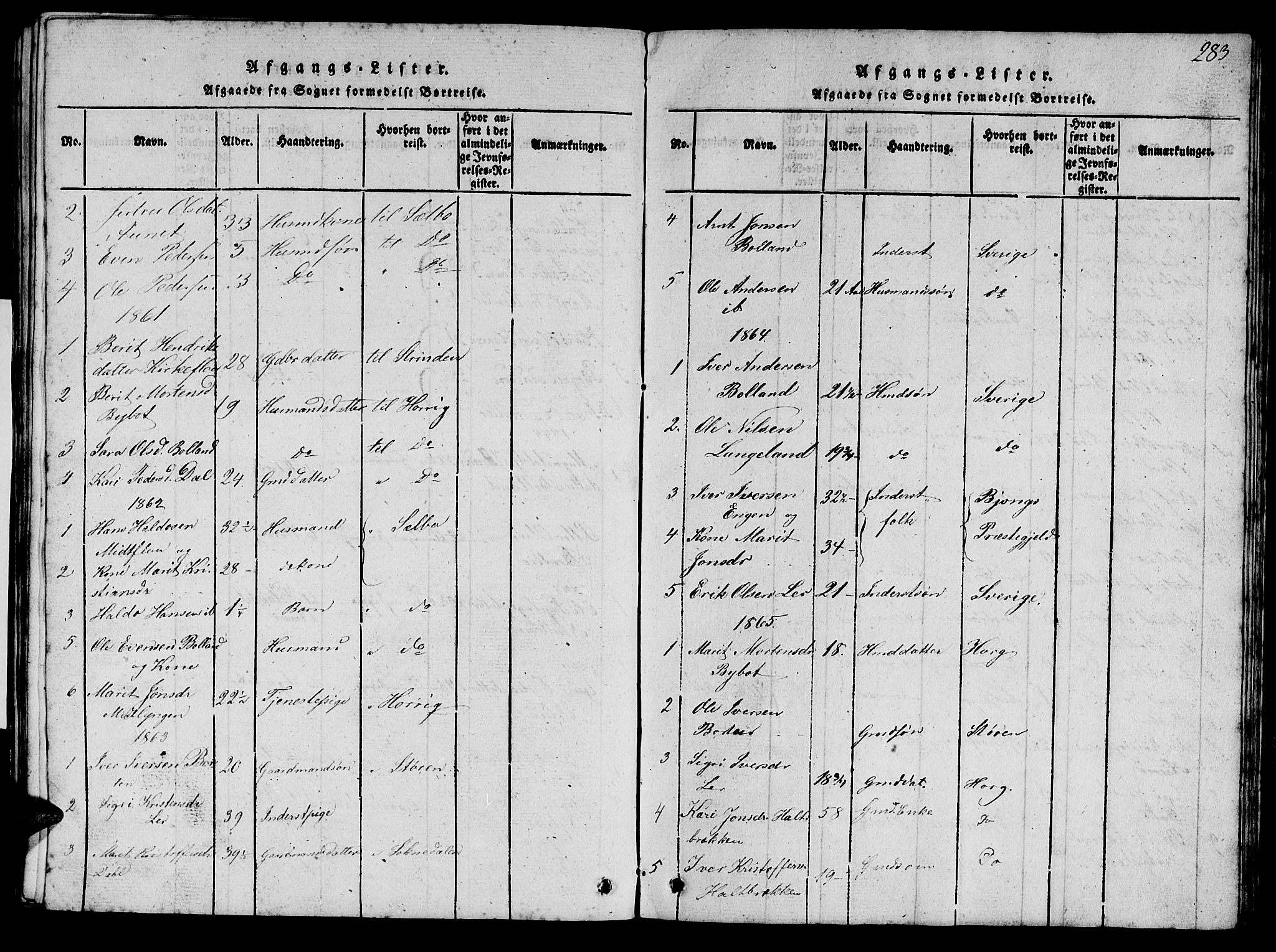 Ministerialprotokoller, klokkerbøker og fødselsregistre - Sør-Trøndelag, SAT/A-1456/693/L1121: Parish register (copy) no. 693C02, 1816-1869, p. 283