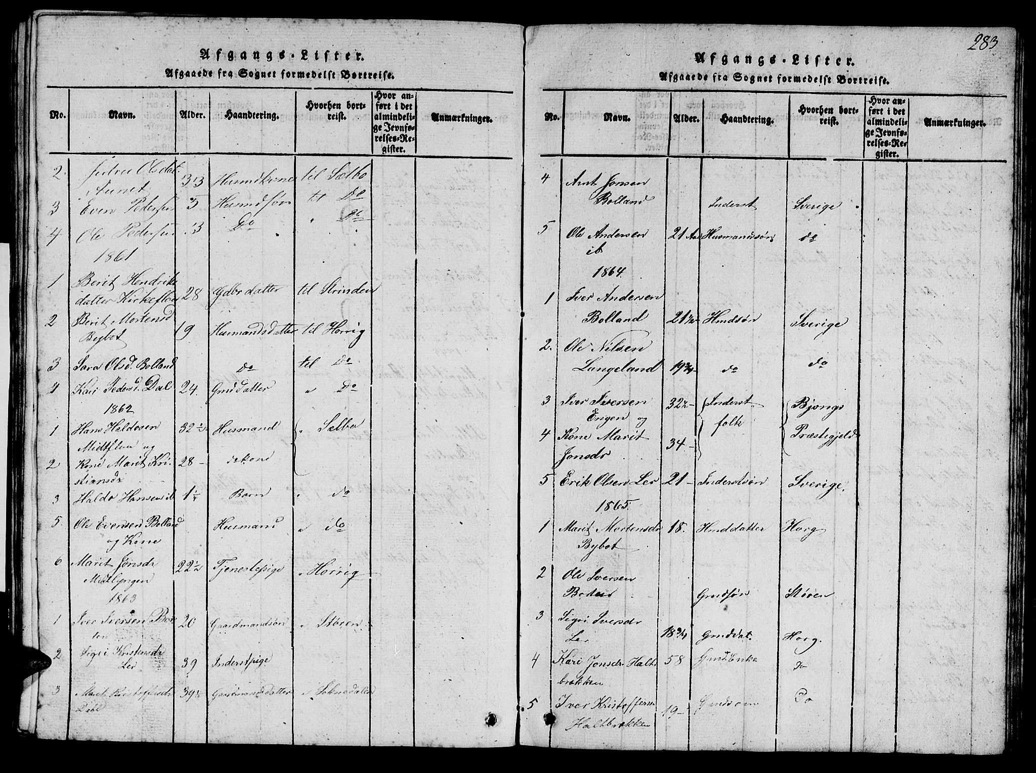 Ministerialprotokoller, klokkerbøker og fødselsregistre - Sør-Trøndelag, AV/SAT-A-1456/693/L1121: Parish register (copy) no. 693C02, 1816-1869, p. 283