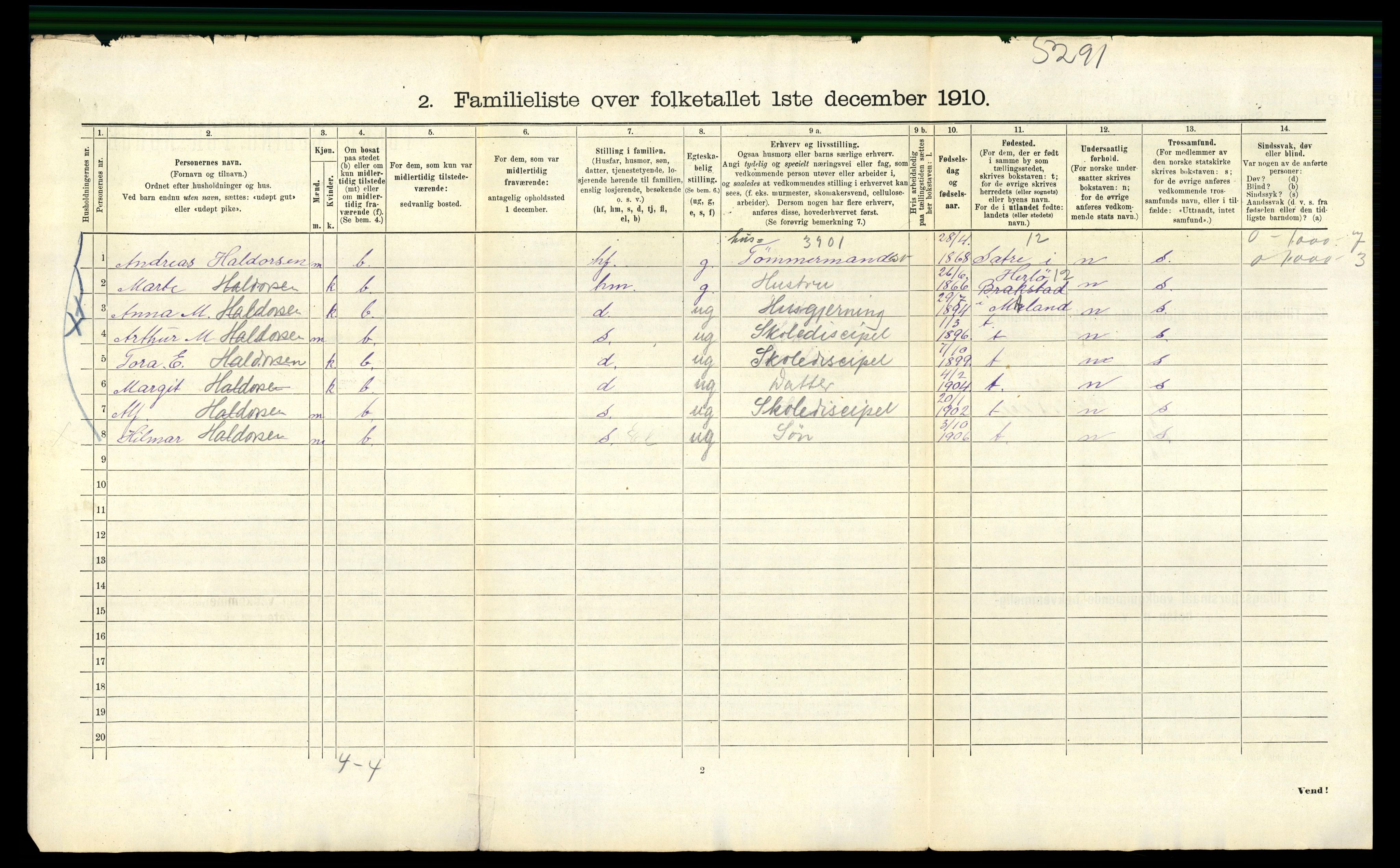 RA, 1910 census for Bergen, 1910, p. 38642